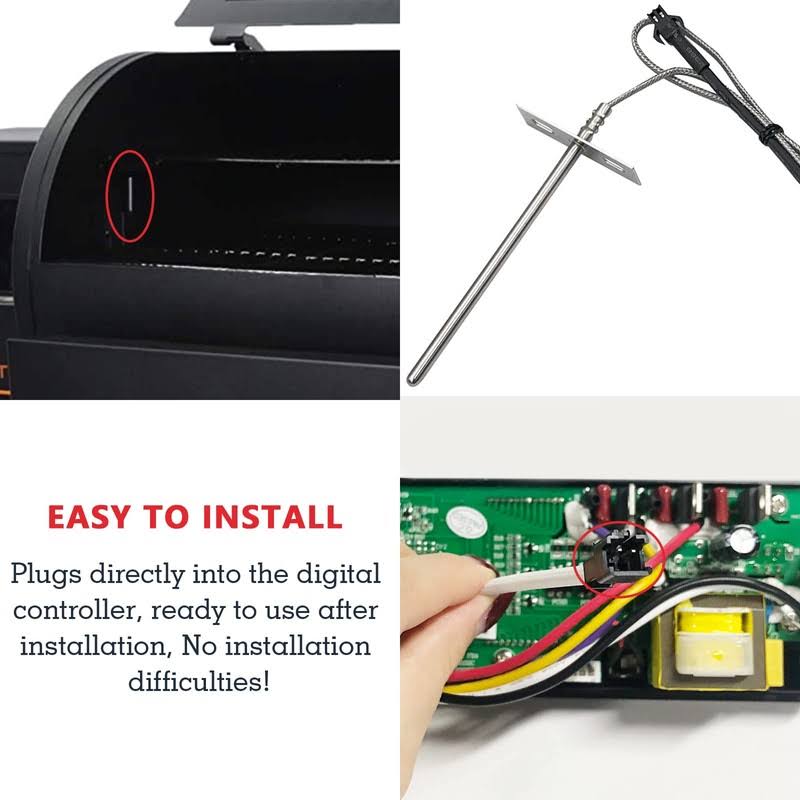 Entsong Replacement RTD Temperature Probe Sensor, Compatible with Pit Boss Pellet Grill PB1000XL-025-R00 v2, (70123-AMP)