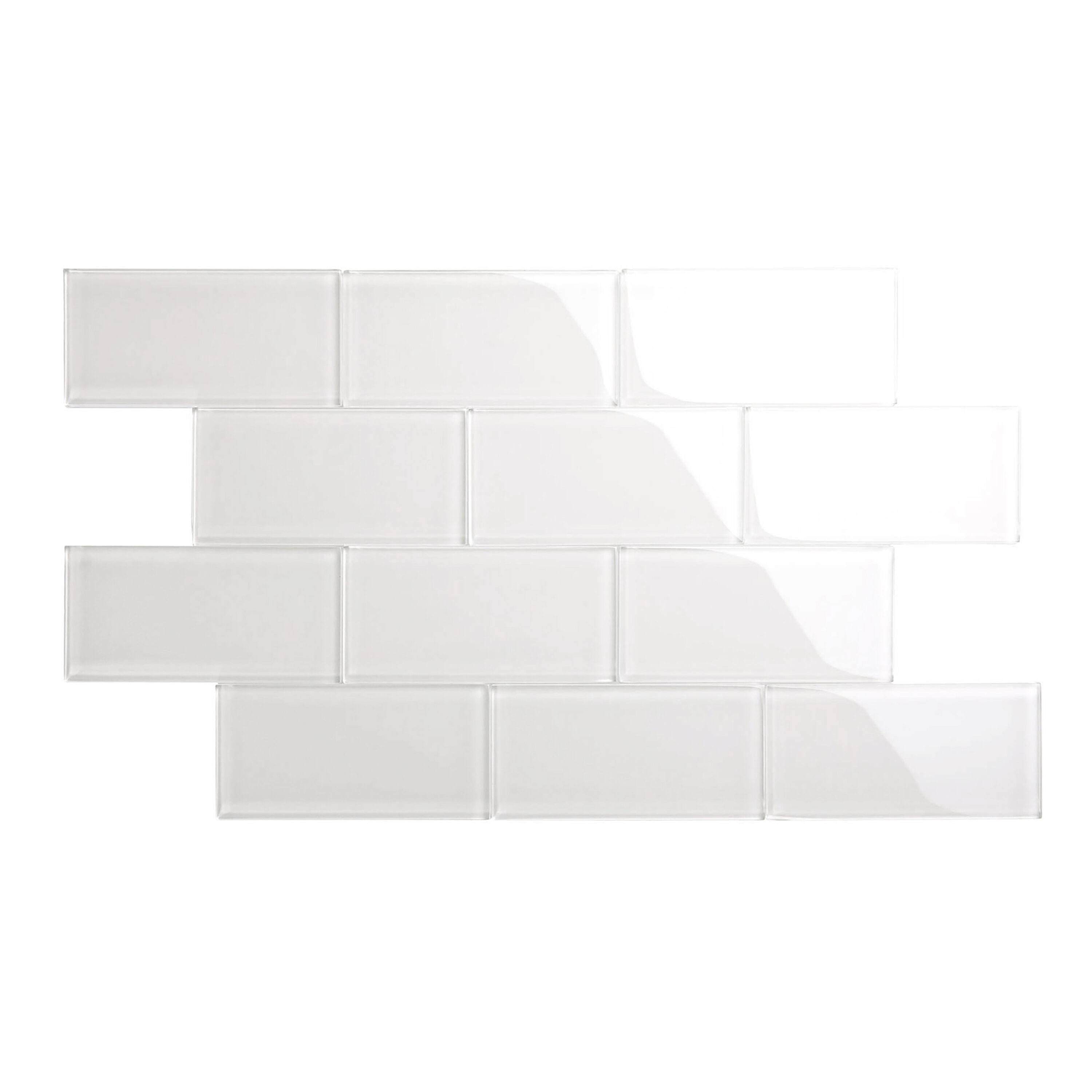 Giorbello Alabaster 3 in. x 6 in. x 8mm Glass Subway Wall Tile (5 Sq. ft./Case)