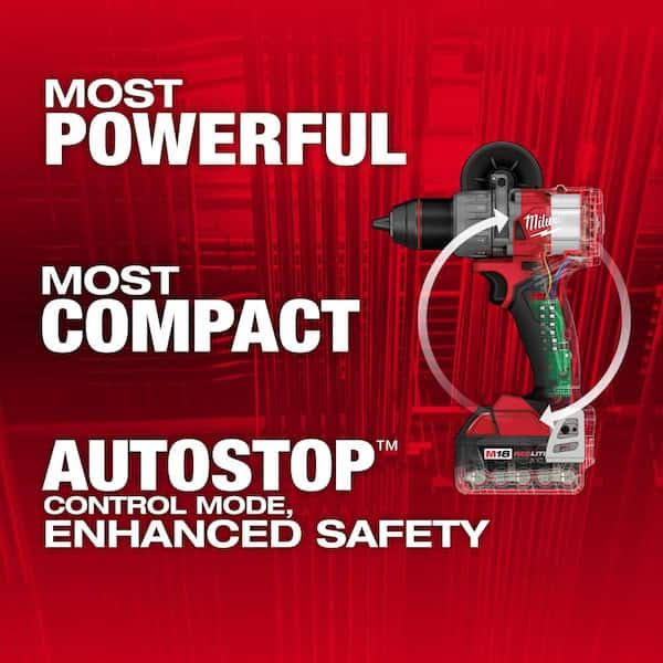 Milwaukee 2904-20-48-59-1850 M18 Fuel 18-Volt Lithium-Ion Brushless Cordless 1/2 in. Hammer Drill/Driver with (1) 5.0Ah Battery and Charger
