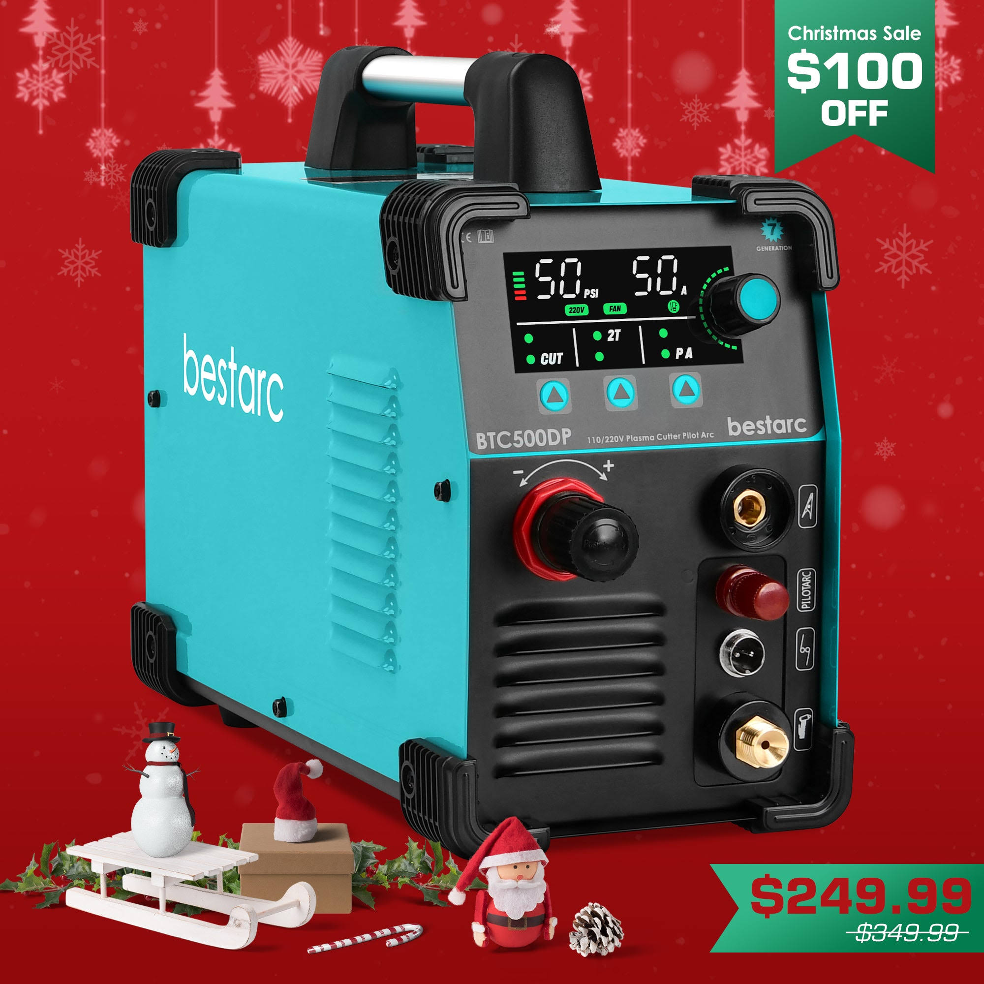 50Amps Digital Screen Display Plasma Cutter, Pilot Arc & Post Time Adjustment, 110/220V Dual Voltage, 7gen AU( 240V )