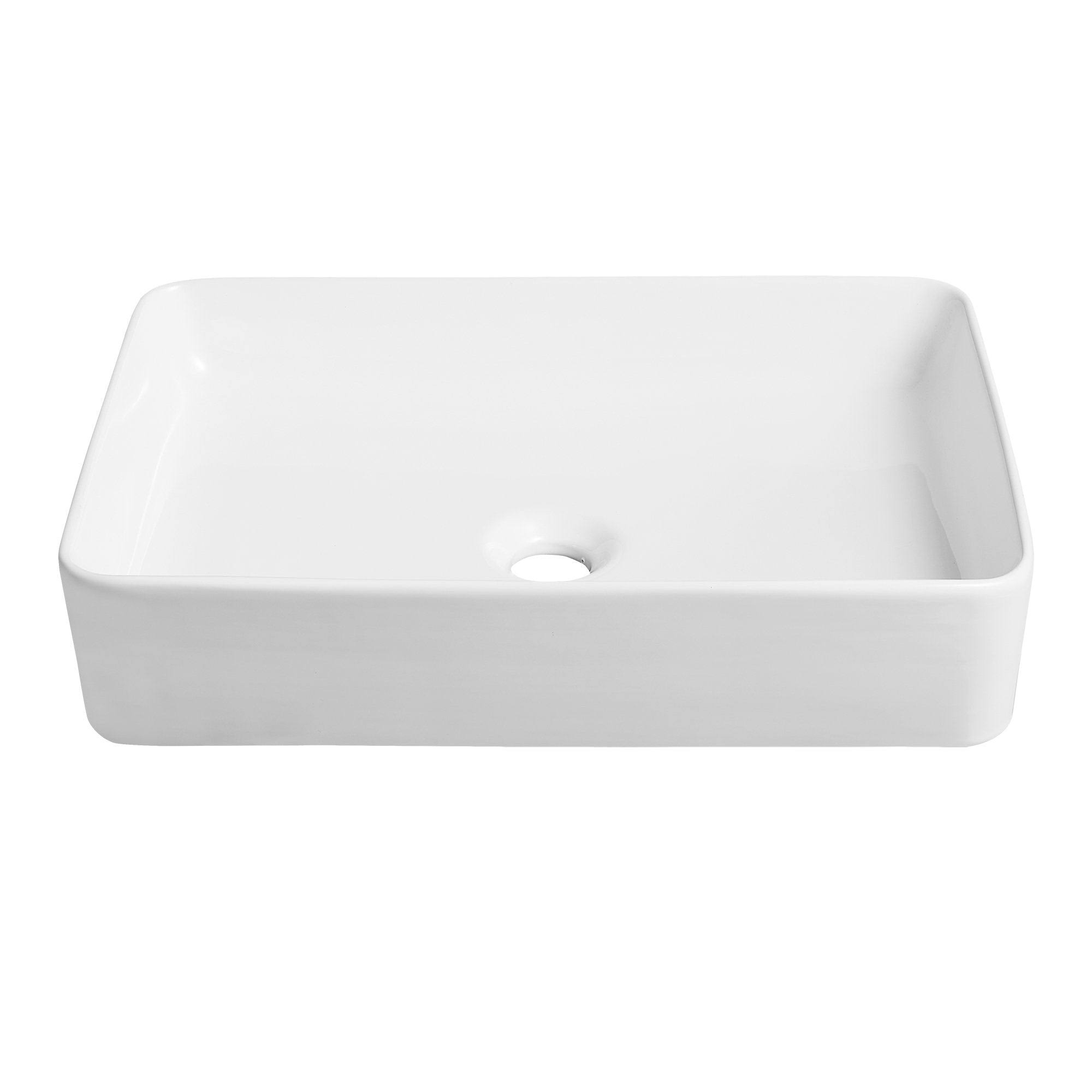 DeerValley DV-1V032 White Ceramic Rectangular Vessel Bathroom Sink