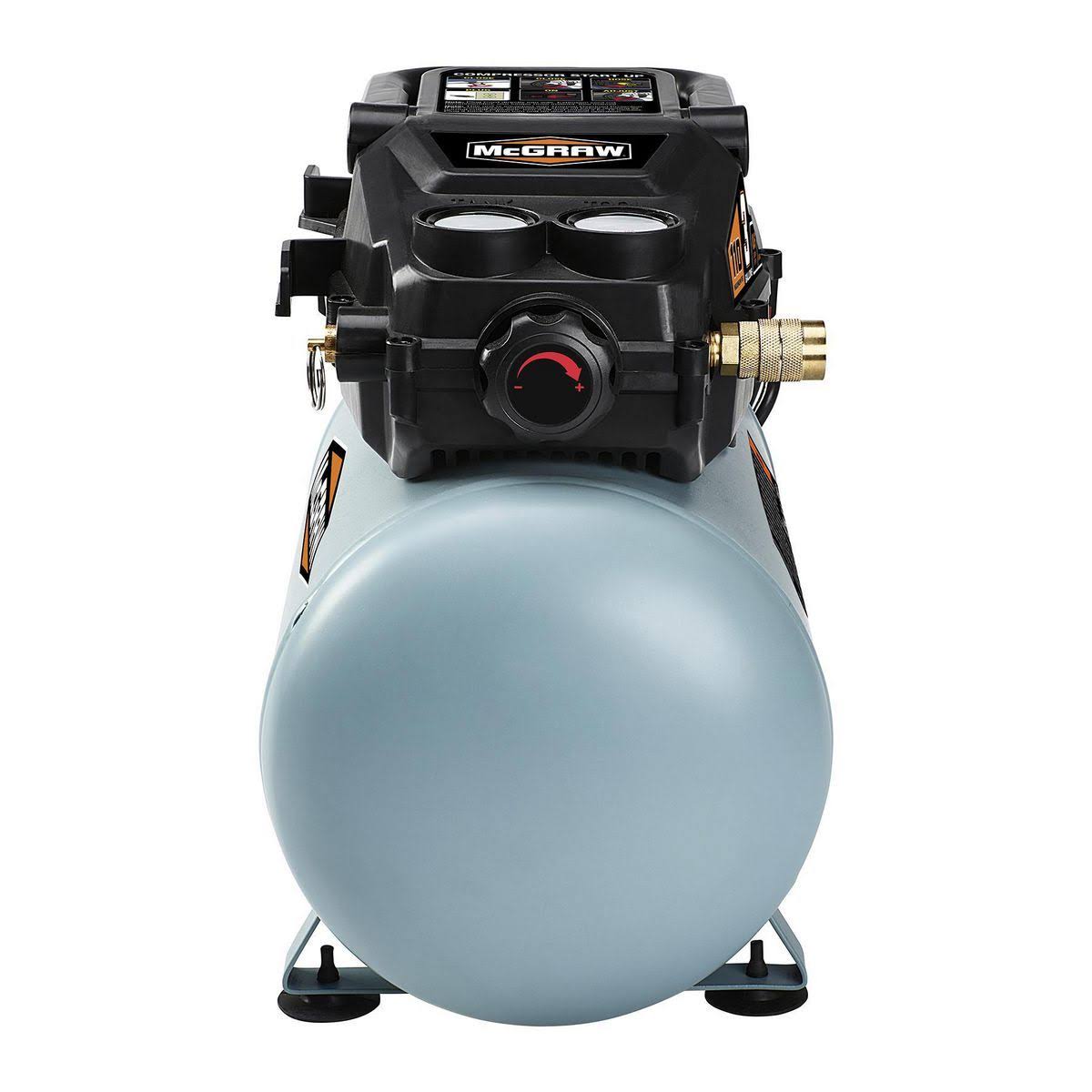 Mcgraw 3 Gallon 1/3 HP 110 PSI Oil-Free Hot Dog Air Compressor 57572