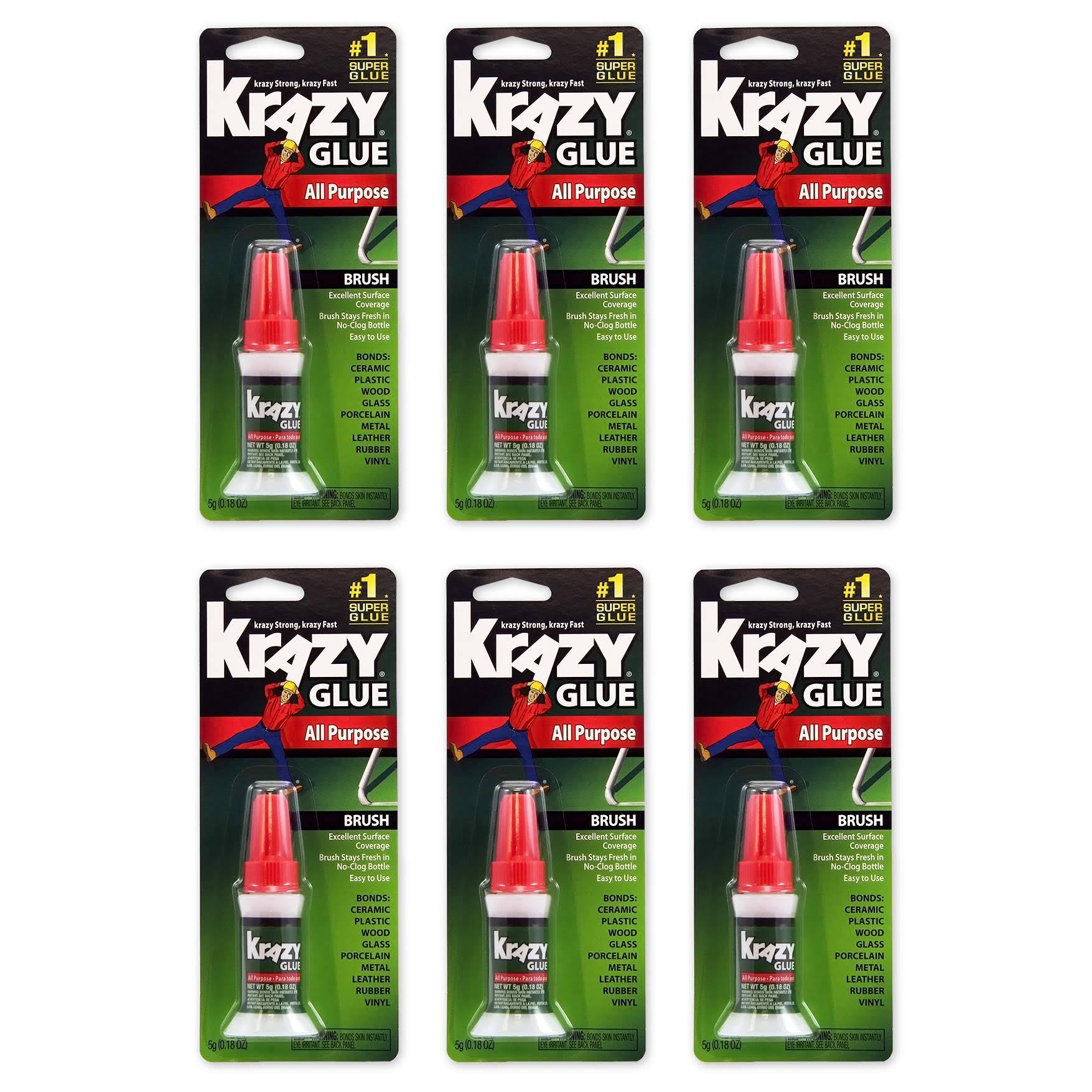 Krazy Glue KG92548R Instant 0 18-Ounce All Purpose Brush Pack of 6