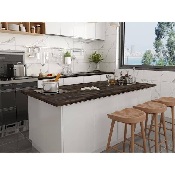 Interbuild 8 ft. L x 25.5 in. D, Acacia Butcher Block Standard Countertop in Espresso with Square Edge, Brown