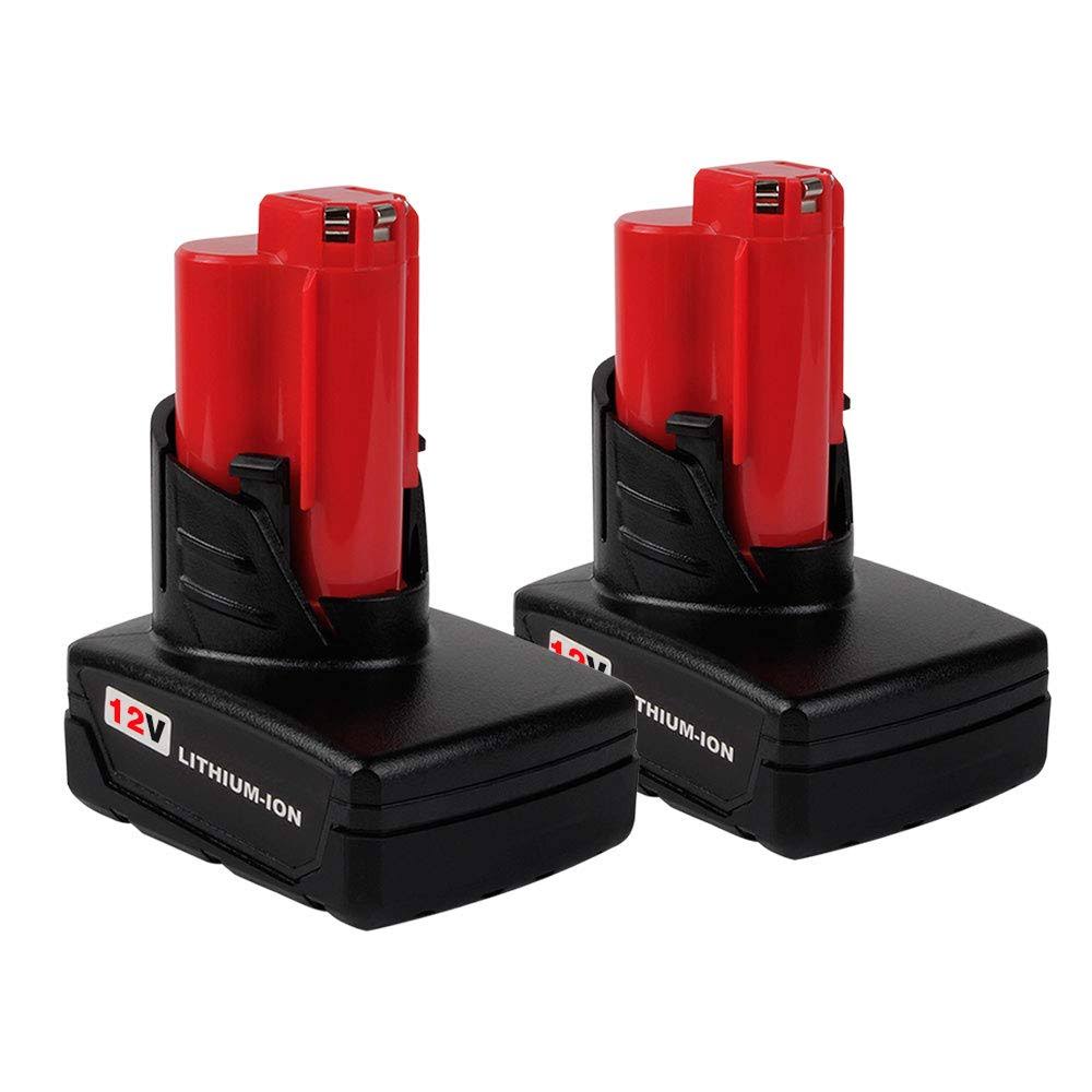 for Milwaukee 2x Replace Battery for Milwaukee 48-11-2460 48-11-2412 M12 12Volt 6.0Ah Lithium