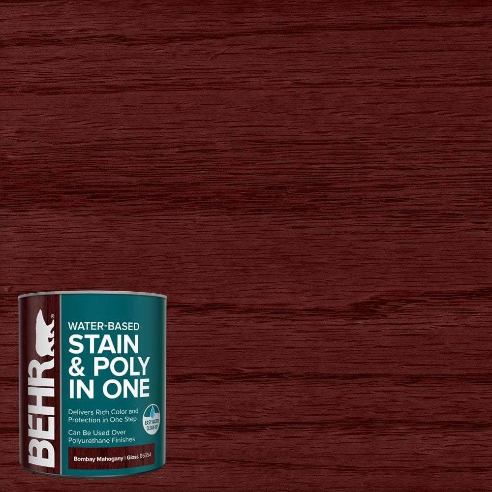 BEHR 1 qt. #TIS-354 Bombay Mahogany Gloss Semi-Transparent Water-Based Interior Stain and Poly in One
