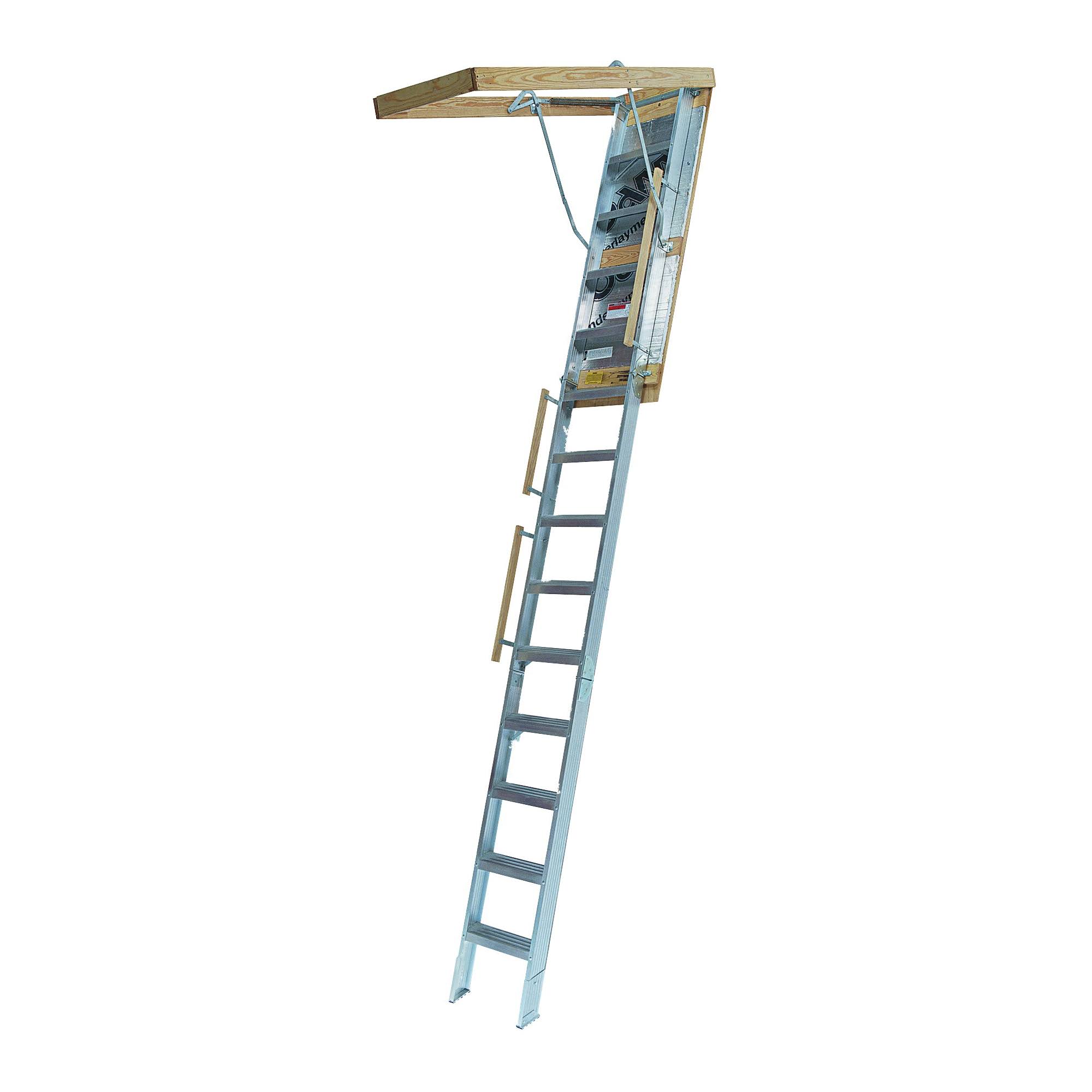 Louisville Ladder 10 ft. x 12 ft. Rough Opening 25.5 in. x 63 in. Insulated Aluminum Attic Ladder, 375 lbs. Load Capacity, Type IAA