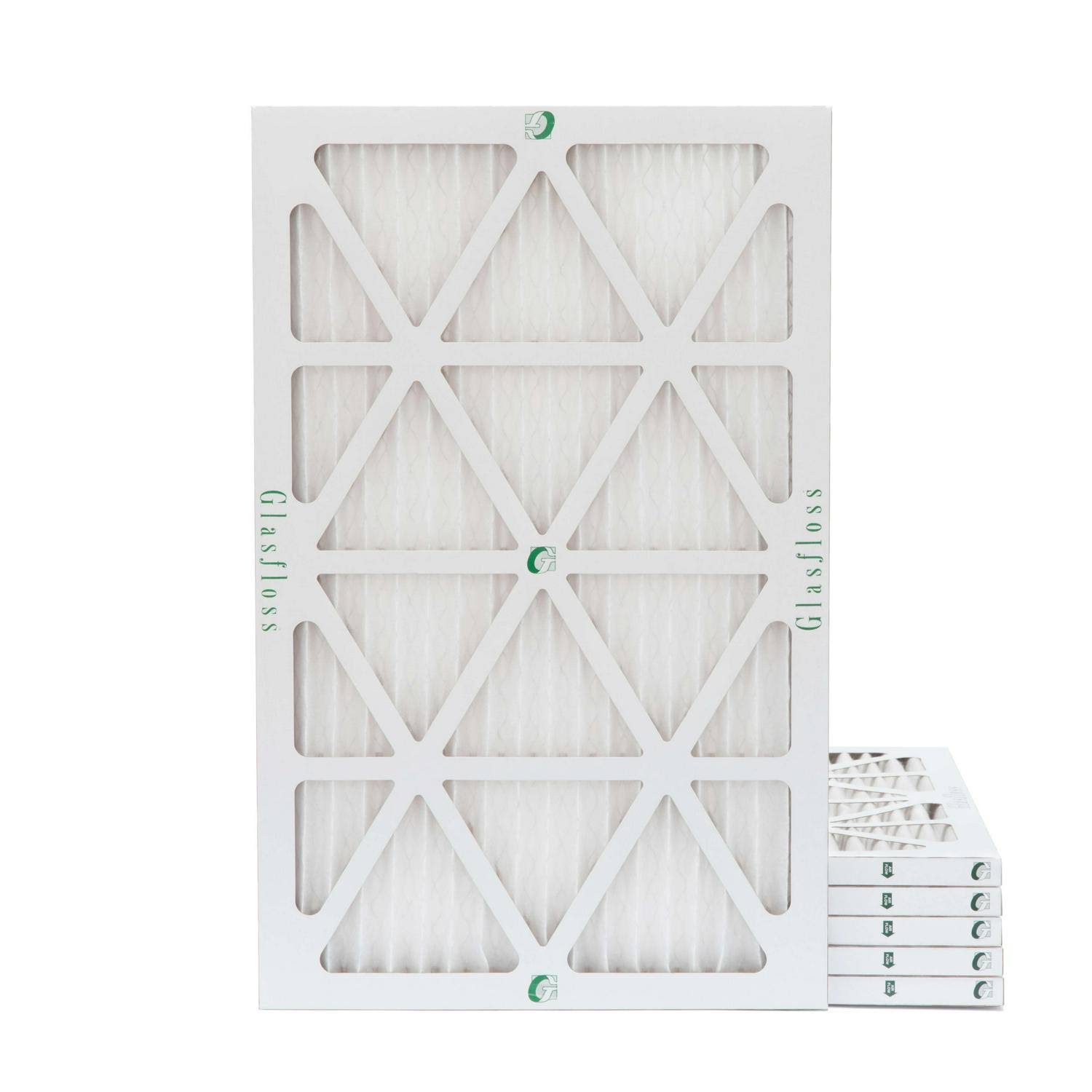 6 Pack of 16x25x1 MERV 10 Pleated Air Filters by Glasfloss. Actual Size: 15-1/2 x 24-1/2 x 7/8