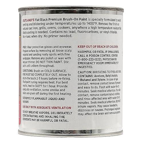 Rutland Premium 1400 F Hi-Temp Brush-On Paint, 16 fl oz, Black