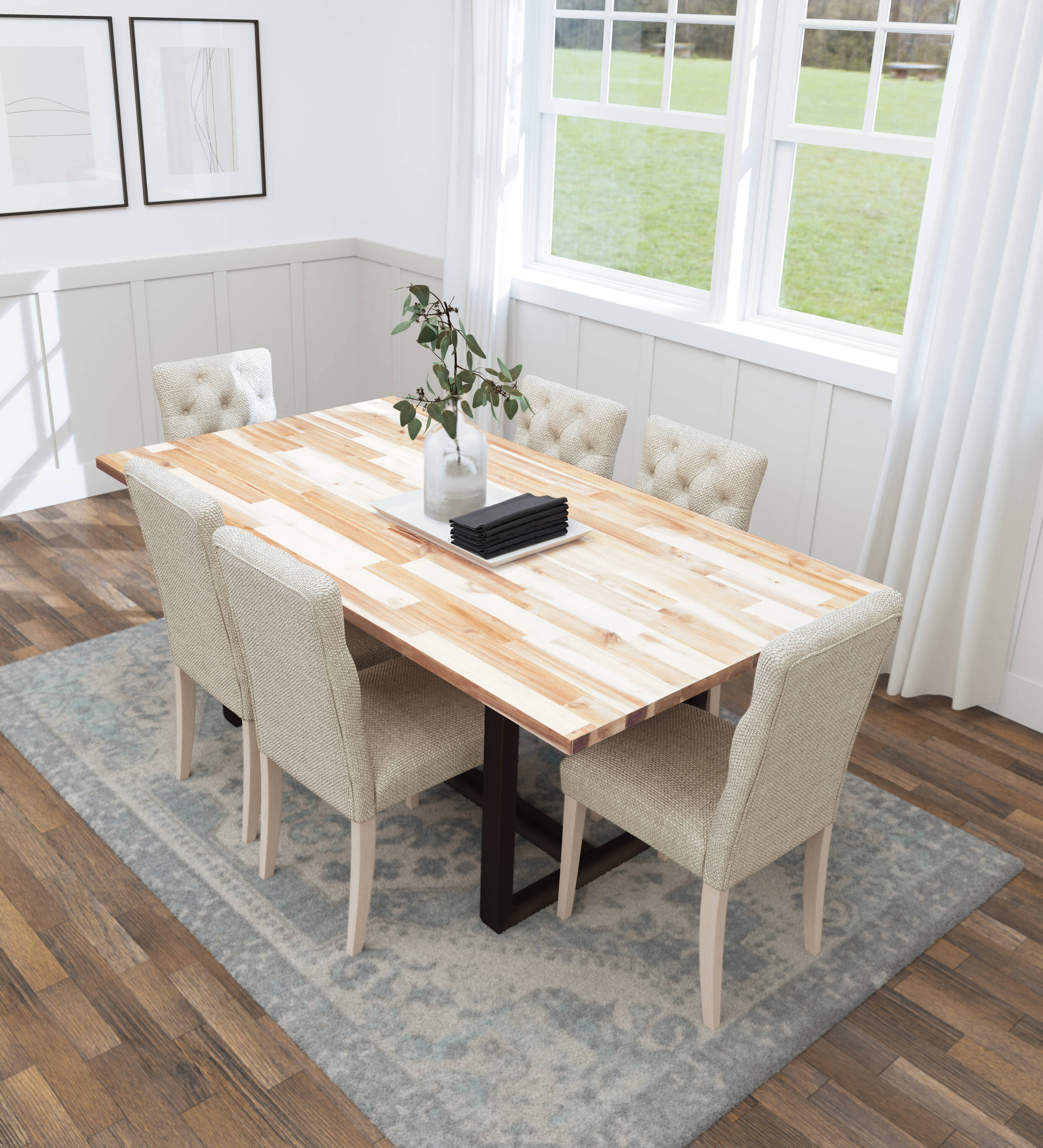 Allen + Roth 72-in x 39-in x 1.5-in Natural Straight Butcher Block Acacia Countertop | ARF1539FJACA-72