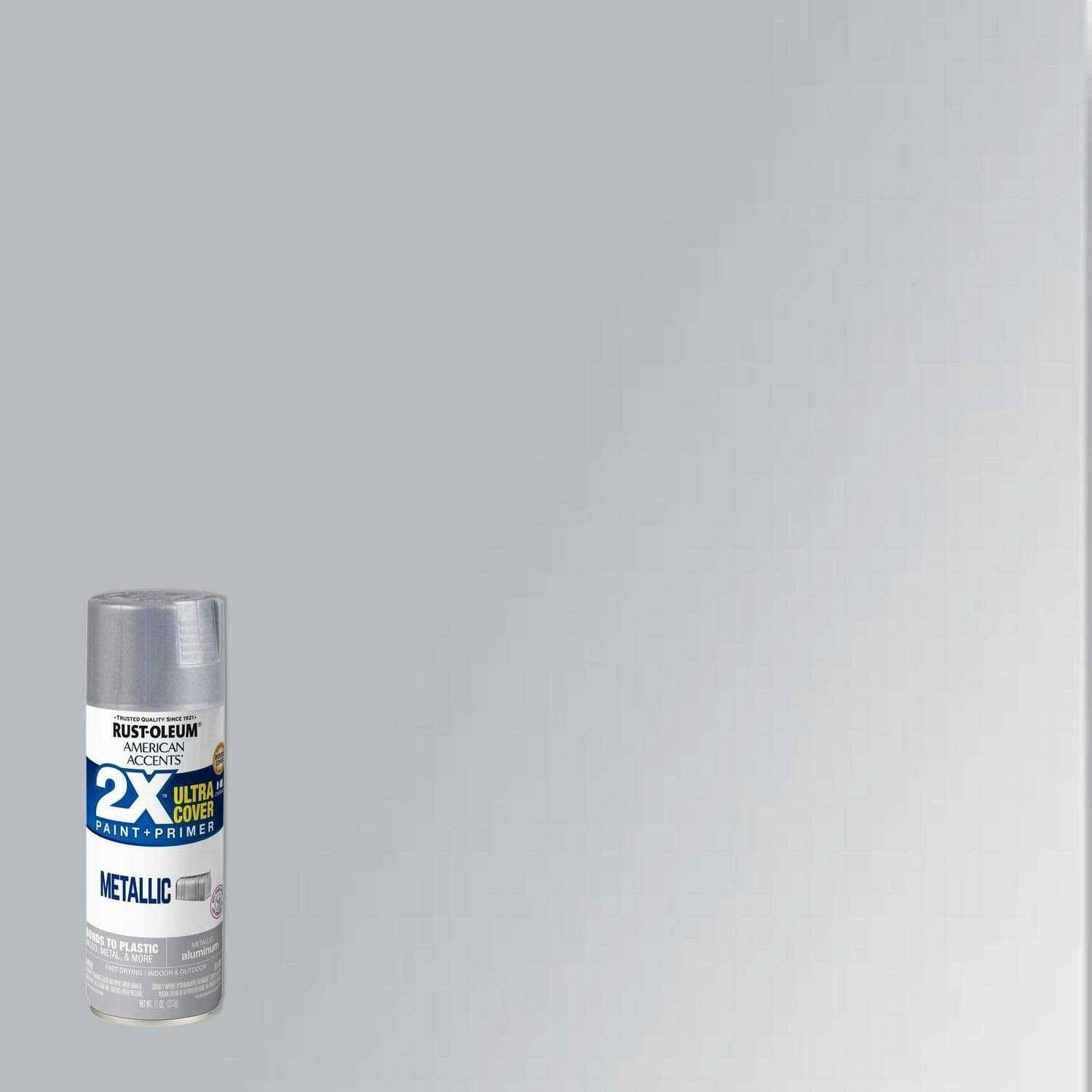 Aluminum, Rust-Oleum American Accents 2x Ultra Cover Metallic Spray Paint- 12 oz, Size: 11 oz Spray