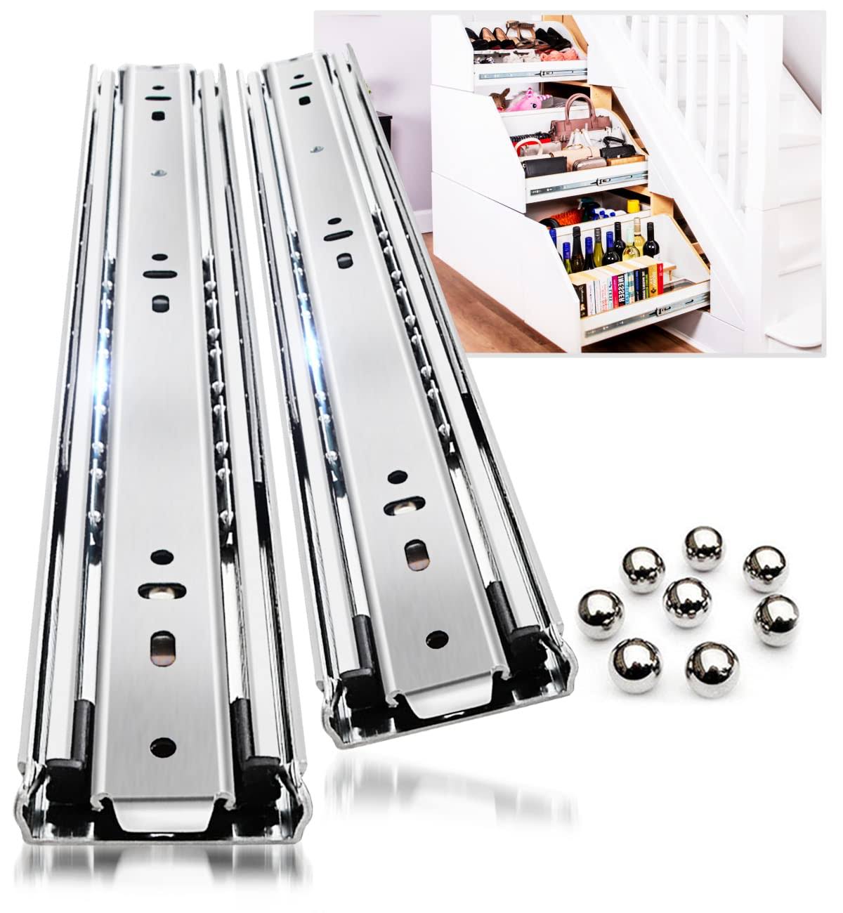 YENUO Heavy Duty Drawer Slides Full Extension Side Mount 14 16 18 20 22 24 26 28 30 32 34 36 40 inch Metal Rails Track Guide Glides Runners 100 lbs