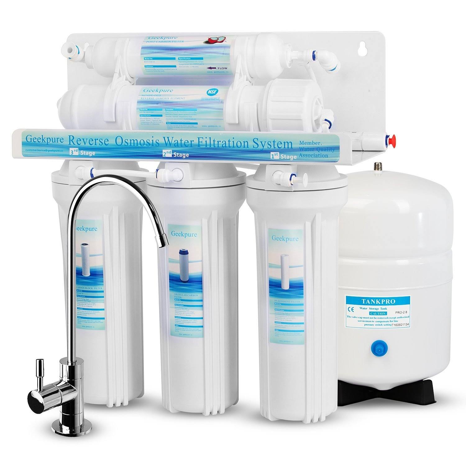 Geekpure 5-Stage Reverse Osmosis Drinking Water Filter System-75GPD