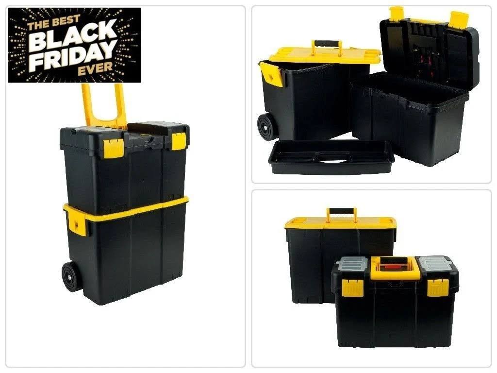 Stalwart Stackable Mobile Tool Box with Wheels