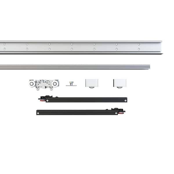 CALHOME 40 in. Soft Close and Open Interior Hidden Track Sliding Barn Door Hardware Set, Silver