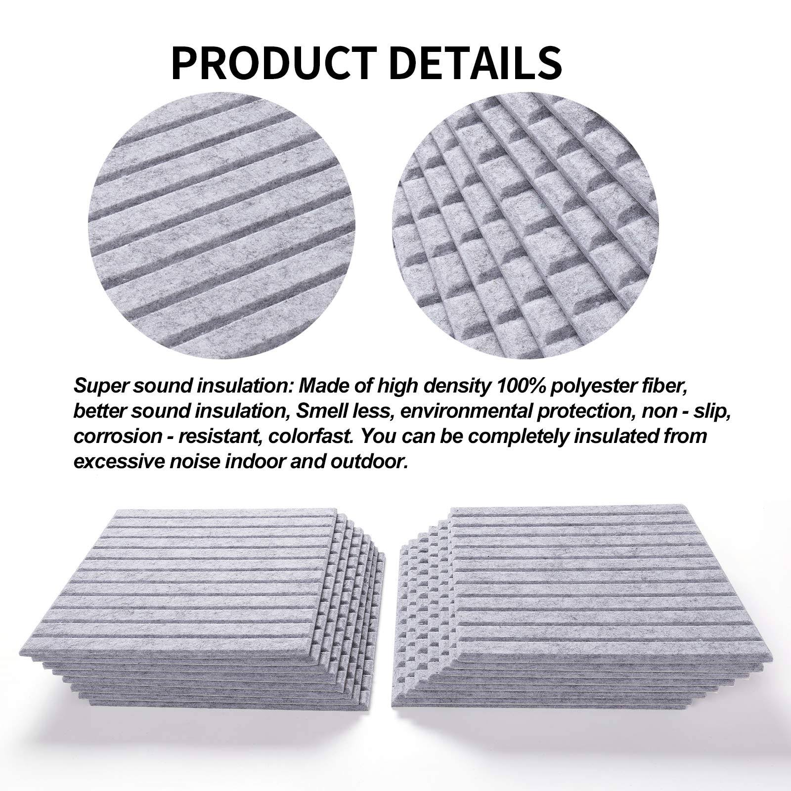 HIJIRH 16 Pcs Pro Grade Soundproof Wall Panels,Acoustic Panels,Premium Sound Panels,Better Than Foam,Wedge Design,with Adhesive on Back,for