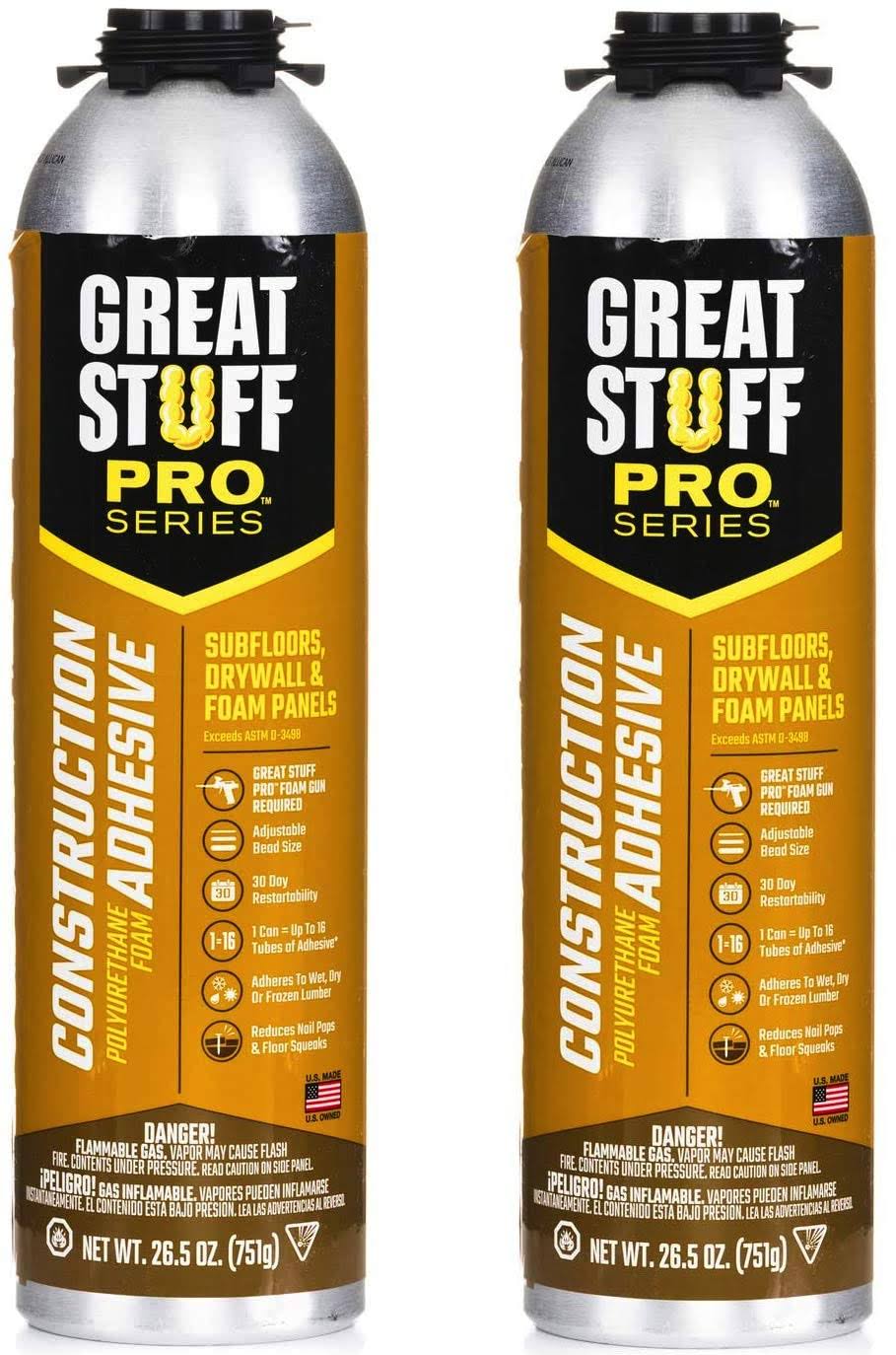 Great Stuff 343087 Pro 26.5-Ounce Construction Adhesive, Each (2 Pack)
