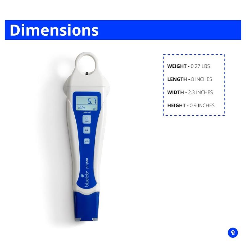 Bluelab PH Pen Meter and Probe Care Kit PH with Calibration Supplies, Storage Solution & Brush, Reliable Digital Tester for PH, Temperature in Soil