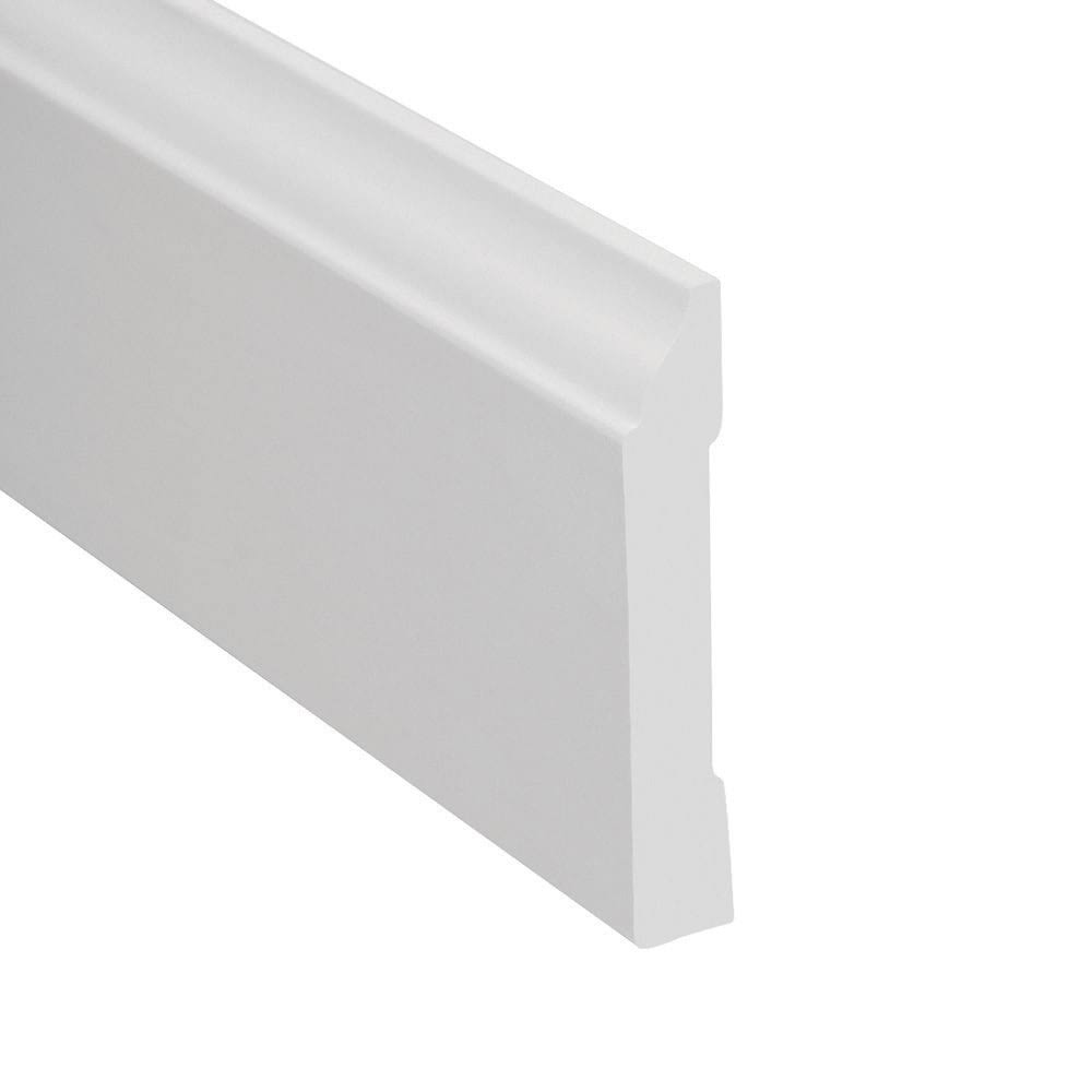 Royal Building Products 9/16-in x 3-1/4-in x 12-ft Traditional Finished PVC Baseboard Moulding in White | 7527