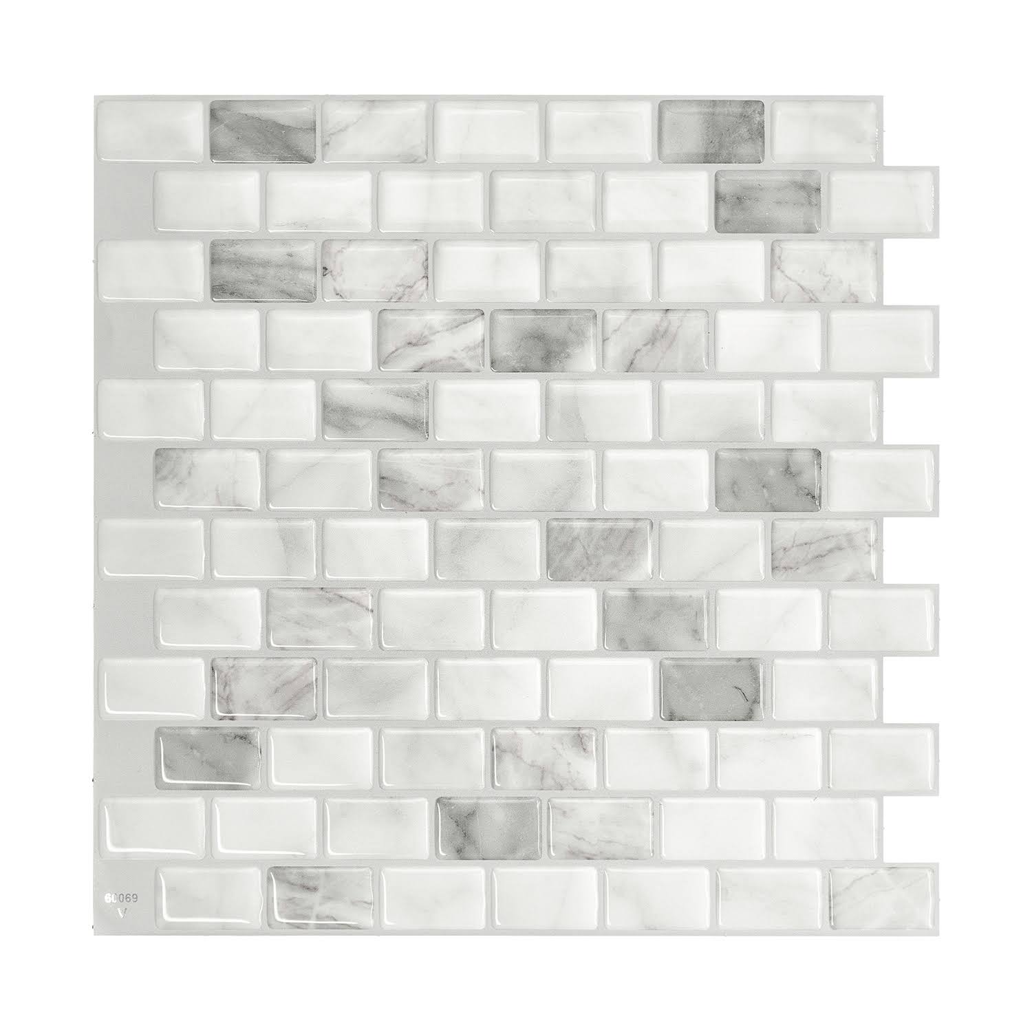 Smart Tiles 4-Piece 10-in x 10-in White, Marble, Gray Peel and Stick Vinyl Tile | SM1098-4