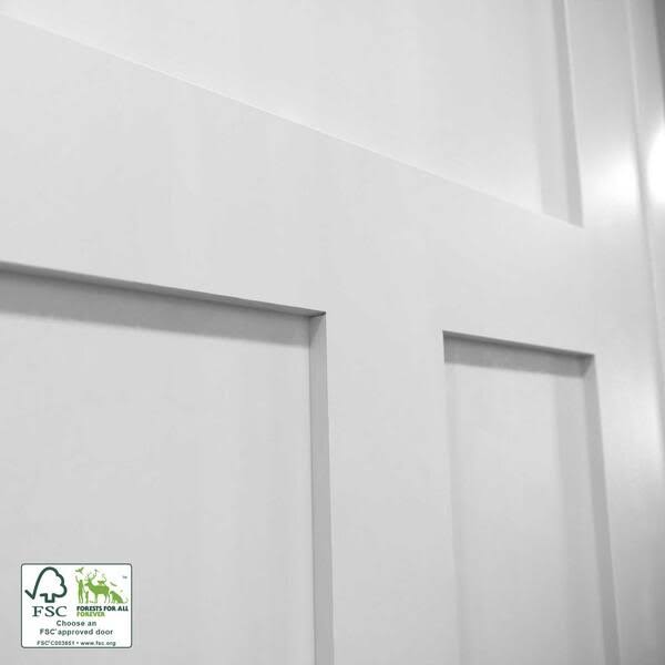 EightDoors 80 inch x 30 inch x 1-3/8 inch 5-Panel Shaker White Primed Solid Wood Core Interior Slab Door