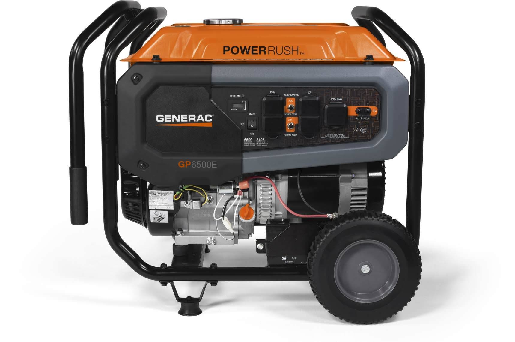 Generac GP6500E 6500 Watt Portable Generator, Electric Start