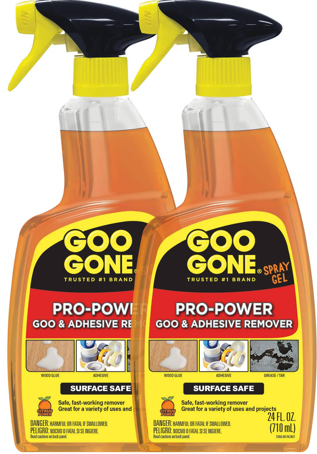 Goo Gone Pro-Power Spray Gel Adhesive Remover- 24 Ounce (2 Pack)- Surface Safe, Great Cleaner, No Harsh Odors, Removes Stickers, Can Be used on