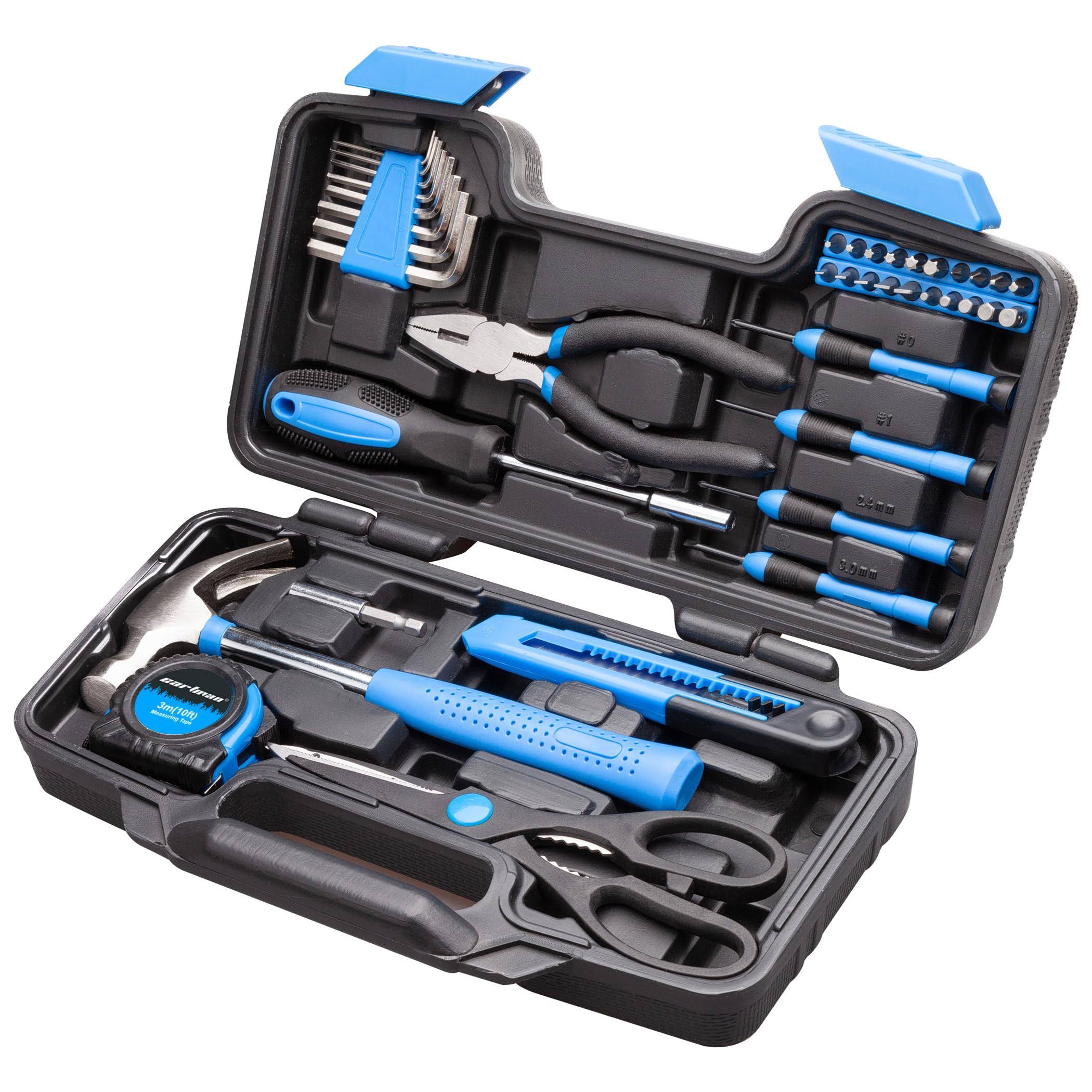 Cartman Blue 39-Piece Cutting Plier Tool Set- General Household Hand Tool Kit with Plastic Toolbox Storage Case
