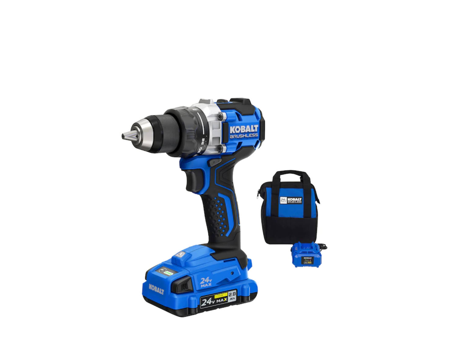 Kobalt KDD 2024A-03 24-Volt Max 1/2-in Metal Ratcheting Brushless Cordless Drill(1 Li-ion Battery Included and Charger Included)