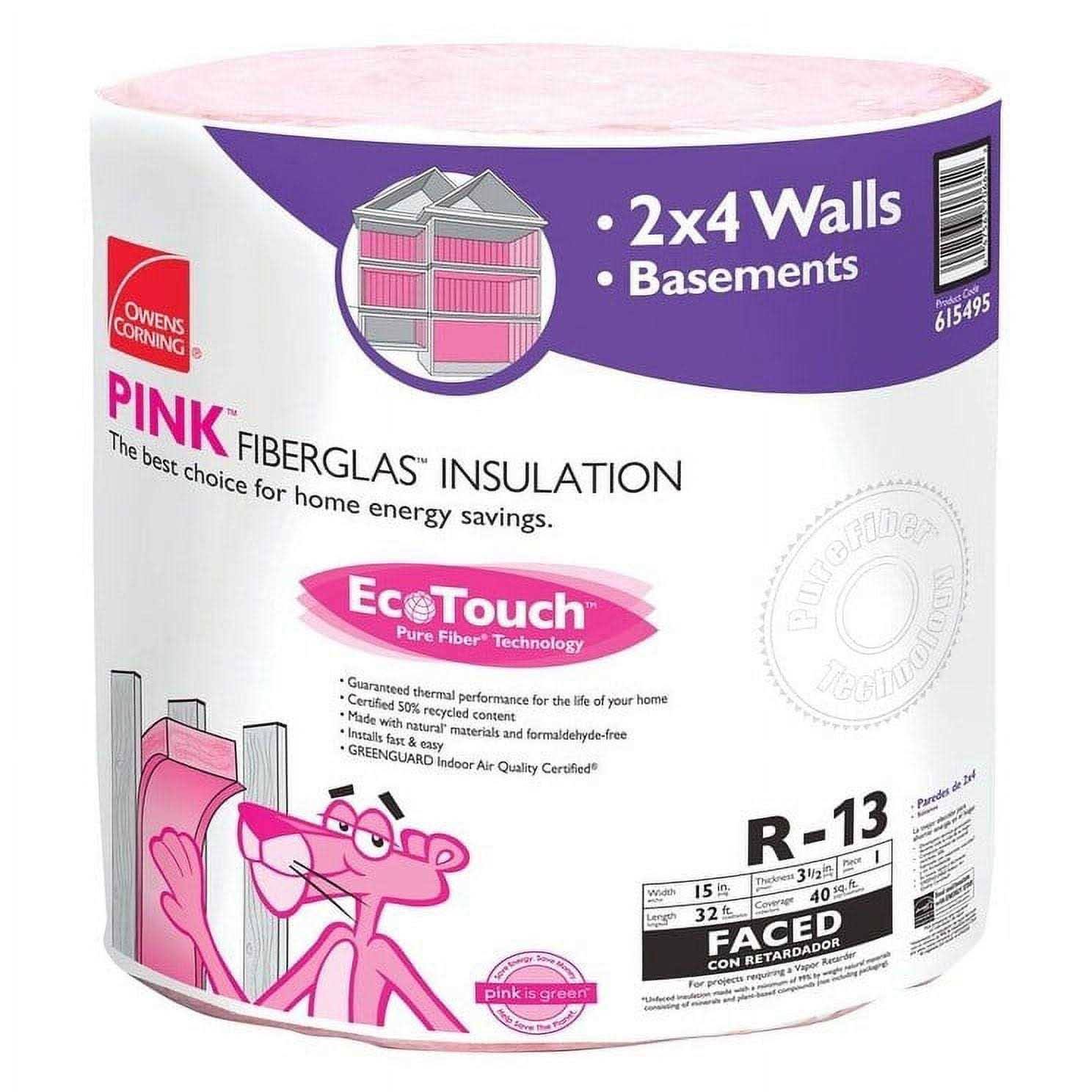 Owens Corning RF10 EcoTouch R13 Fiberglass Insulation, Pink