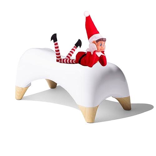 Tushy Ottoman Relaxed- Premium Toilet Stool for Bathroom- Modern Sleek Design- White/Bamboo, Short