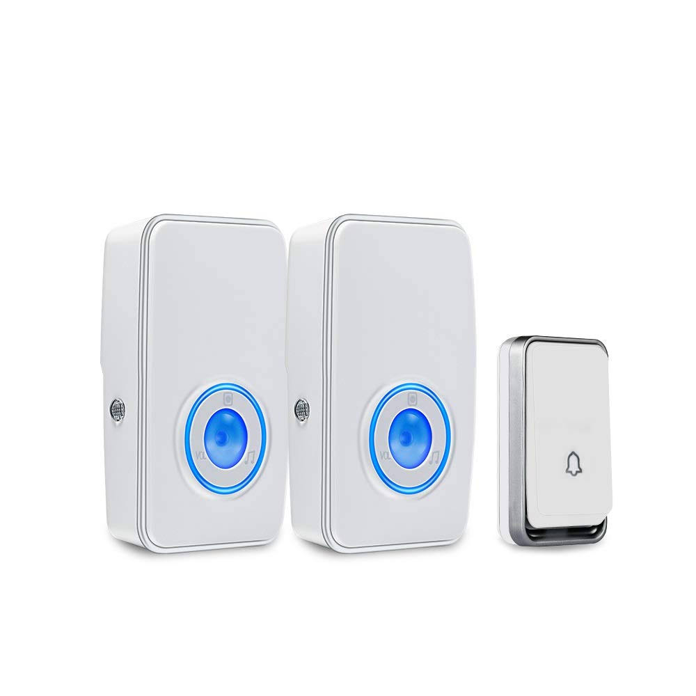 [No Battery Required] Wireless Doorbell Waterproof, AURTEC Door Chime Kit with 2 Plug-In LED Flash Receivers & 1 Press Self-Powered Transmitter, 51