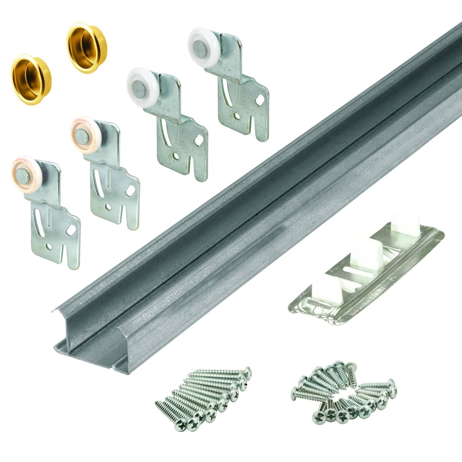 Prime-Line Galvanized Silver Steel By-Pass Door Hardware Set 1 Pk