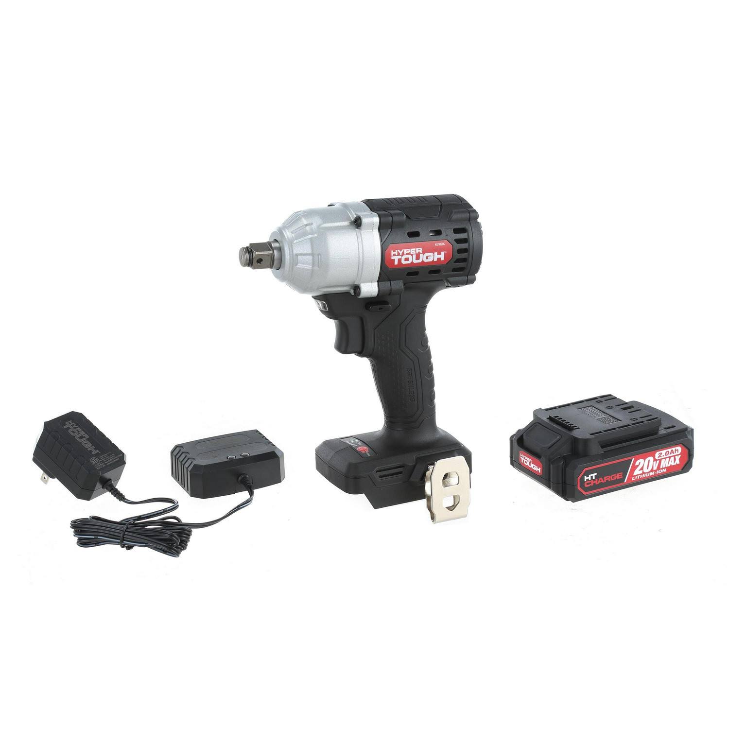 Hyper Tough Brushless 20V Max Lithium-Ion Cordless Impact Wrench, 1/2 inch Anvil, with 2.0Ah Lithium-Ion Battery & Charger, Size: 3/8 inch
