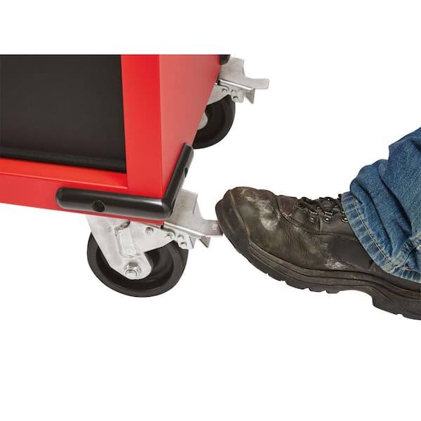 Milwaukee 61 in. 11-Drawer/1-Door 22 in. D Mobile Workbench with Sliding Pegboard Back Wall in Red/Black MWTC6111BC1M