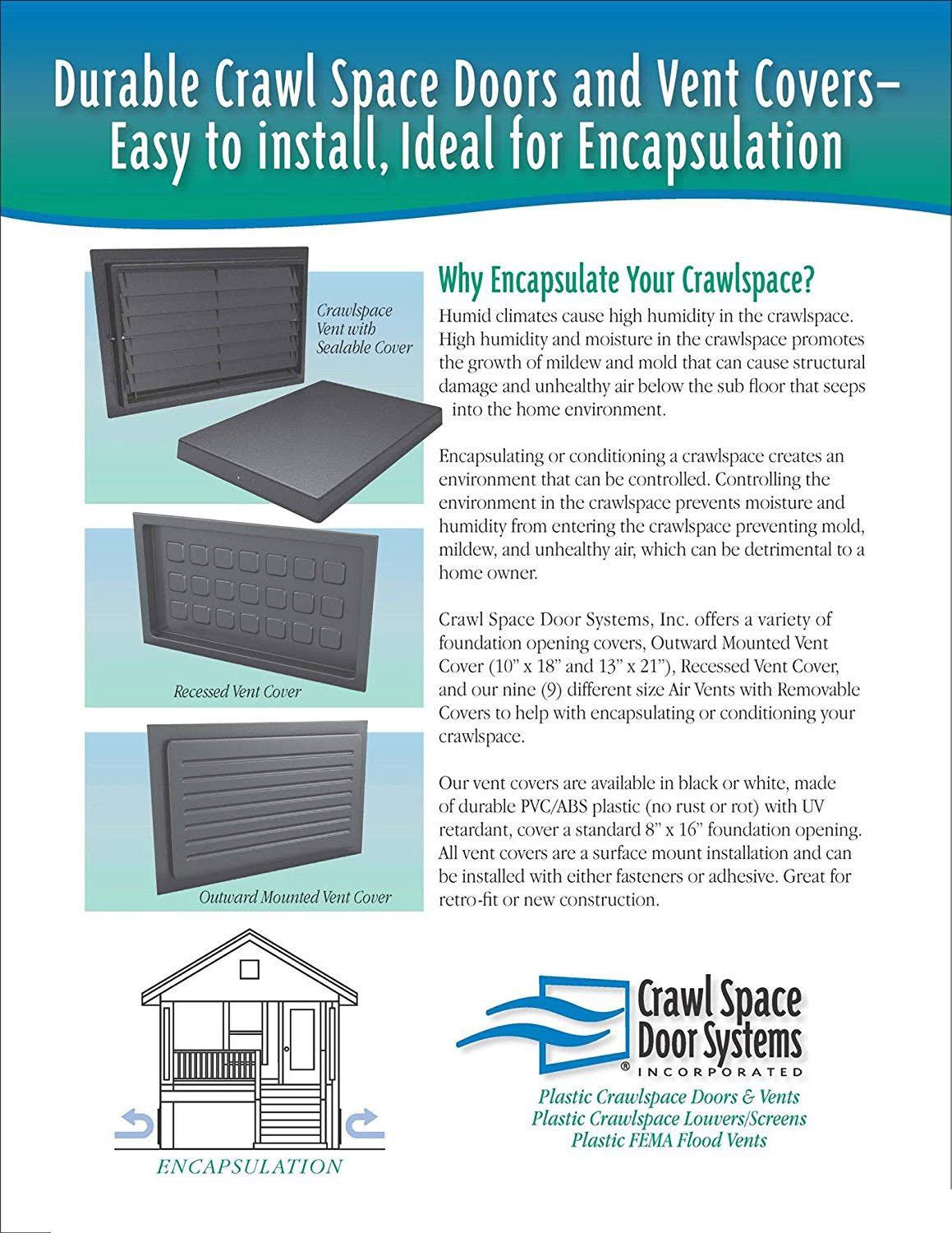 Crawl Space Vent Cover Outward Mounted- Black 10