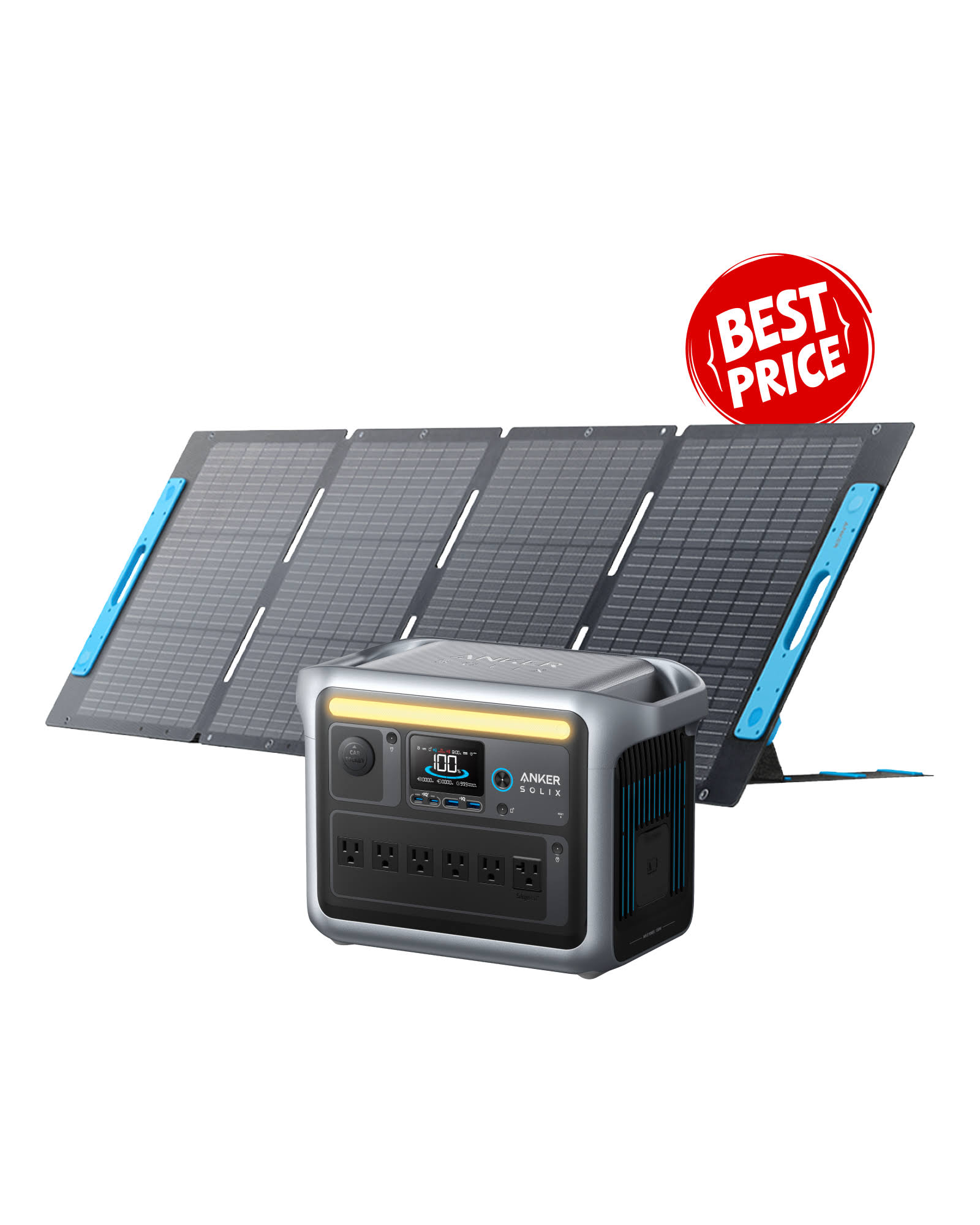 Anker SOLIX C1000 Portable Power Station with 200W Solar Panel, 1800W Solar Generator