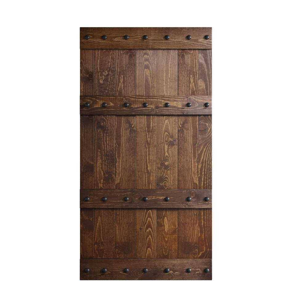 Coast Sequoia Inc Castle Series 42 in. x 84 in. Dark Walnut DIY Knotty Pine Wood Sliding Barn Door Slab