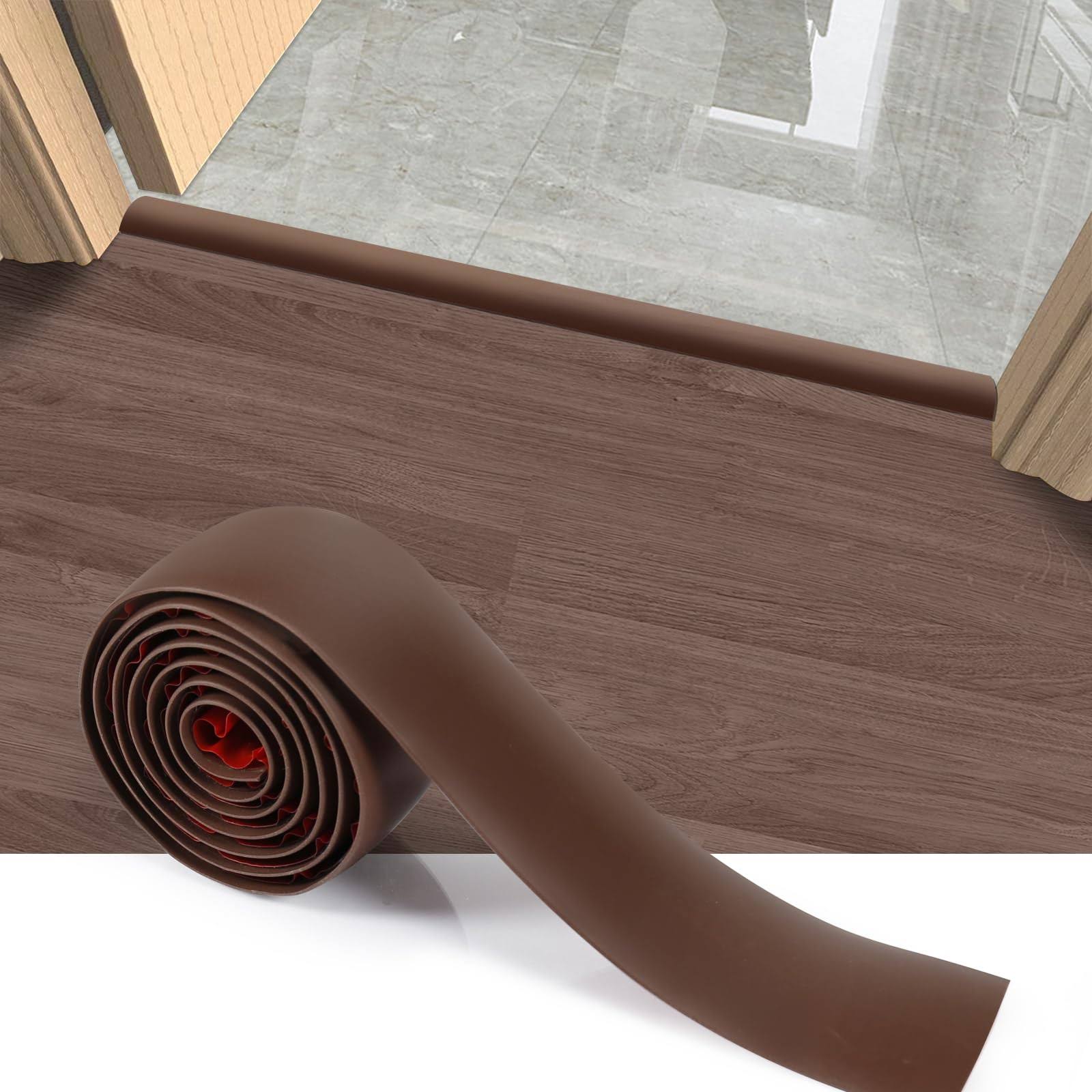 Peunitory Floor Transition Strip, 3.3 ft Self Adhesive Vinyl Flooring Transition Strips Wood to Tile Floor Divider Strip for Joining Floor Gaps Tiles Carpet