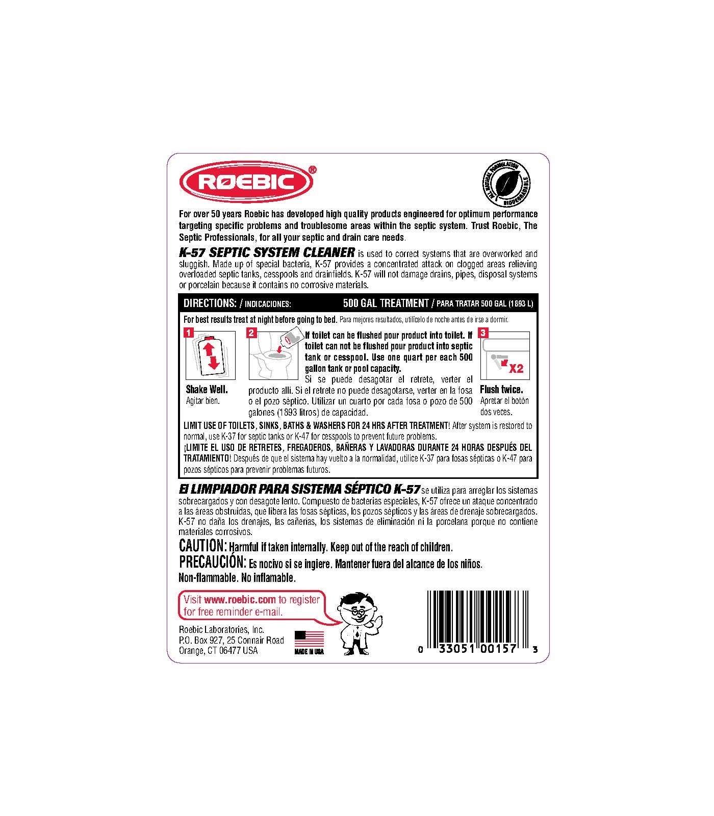 Roebic K 57 Septic System Cleaner, 1 qt