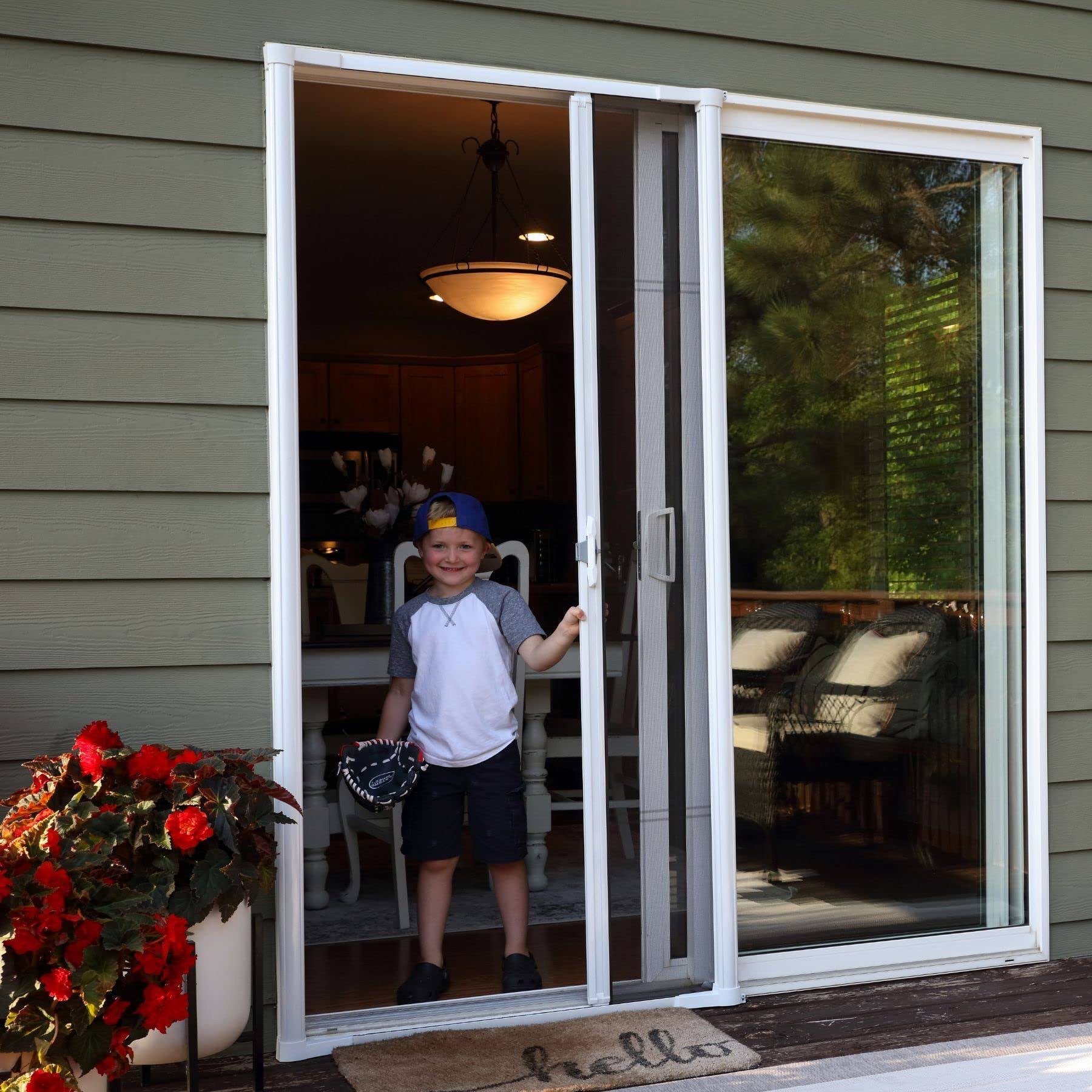 Larson 78 in. Brisa White Retractable Screen Door for Sliding Door