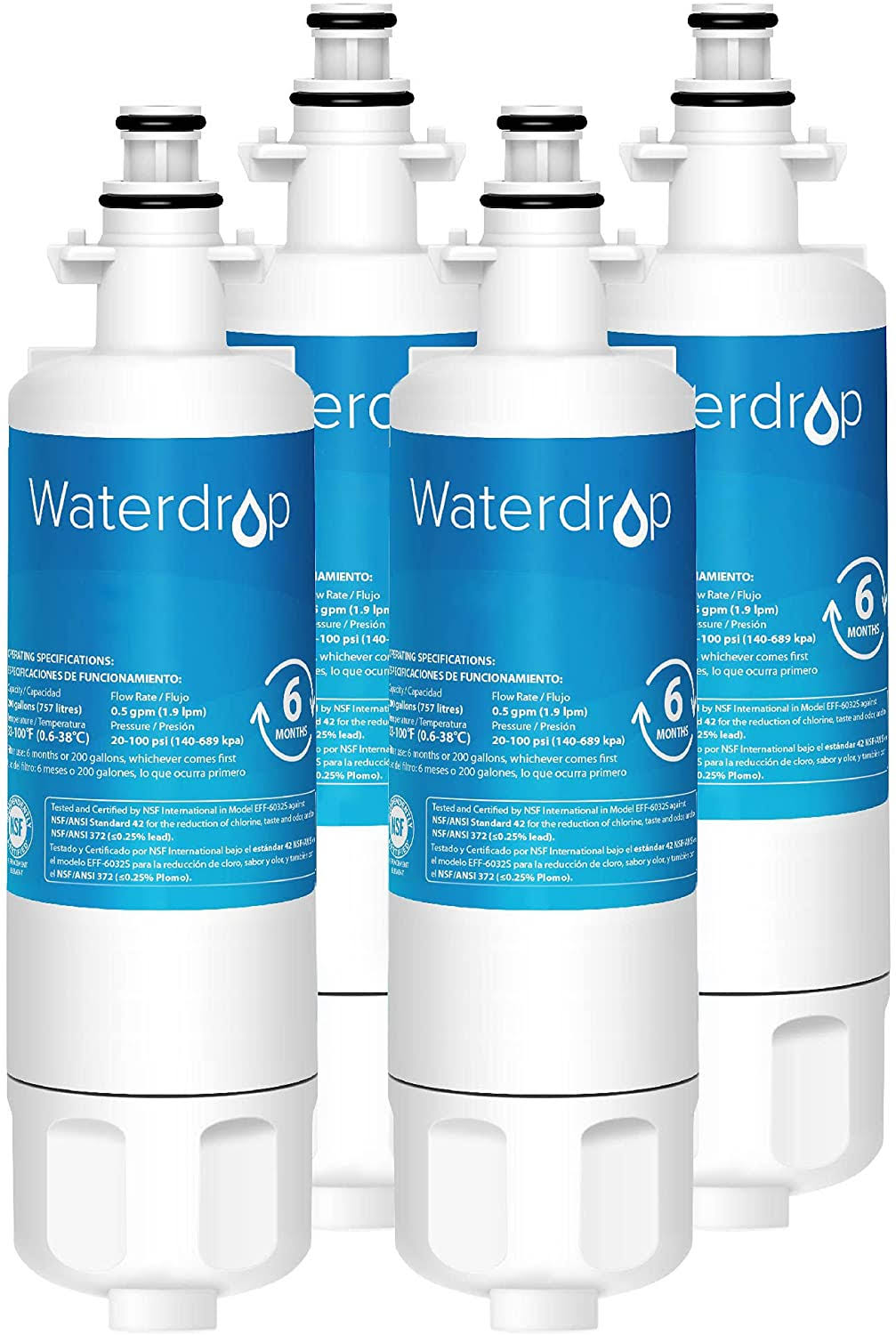 Waterdrop Lt700p Replacement for LG LT700P, Kenmore 469690, Adq36006101, ADQ36006102 Refrigerator Water Filter (4 Pack)