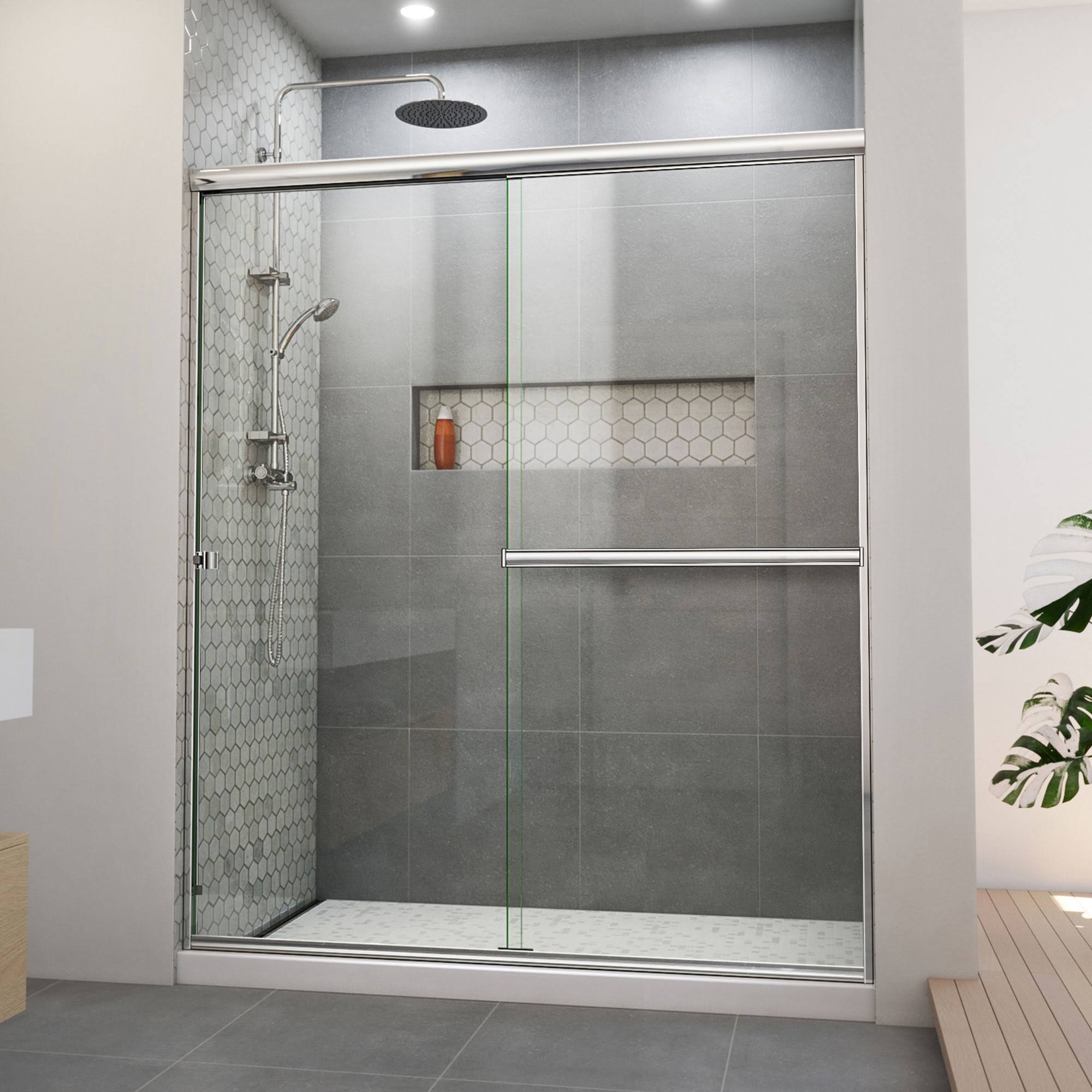 DreamLine Sdab60w700vxx06 Alliance Pro BG 56-60 inch W x 70 3/8 inch H Semi-Frameless Sliding Shower Door in Oil Rubbed Bronze