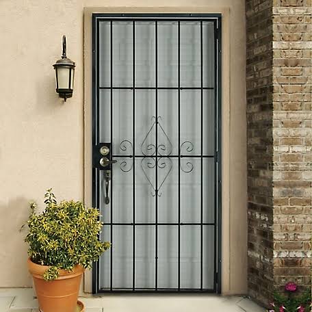 Unique Home Designs 32 in. x 80 in. Su Casa Black Surface Mount Outswing Steel Security Door with Expanded Metal Screen