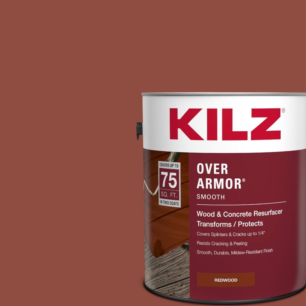 Kilz Over Armor Smooth Wood/Concrete Coating, 1 Gallon, Redwood