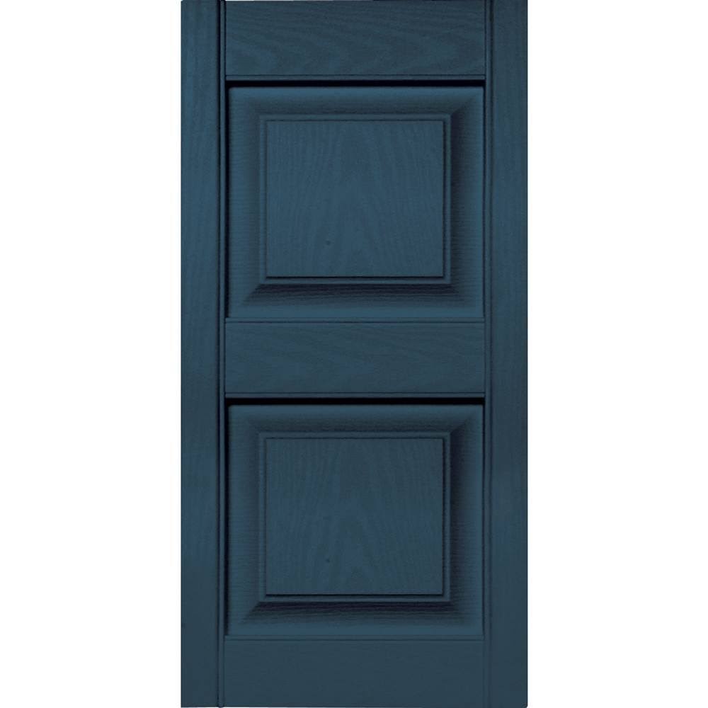 Builders Edge 12 in. x 31 in. Raised Panel Vinyl Exterior Shutters Pair in Classic Blue