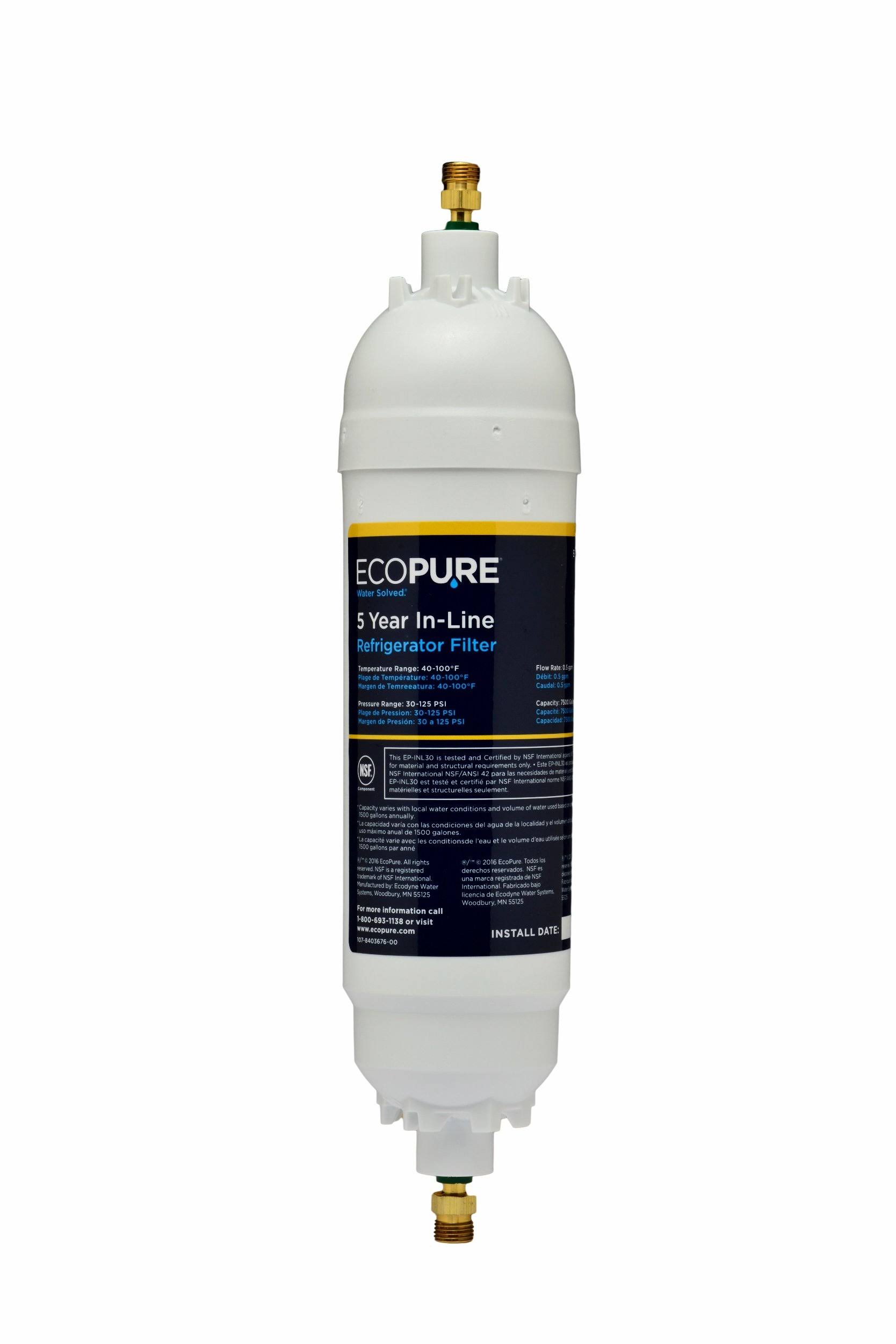 EcoPure EPINL30 5 Year In-Line Refrigerator Filter
