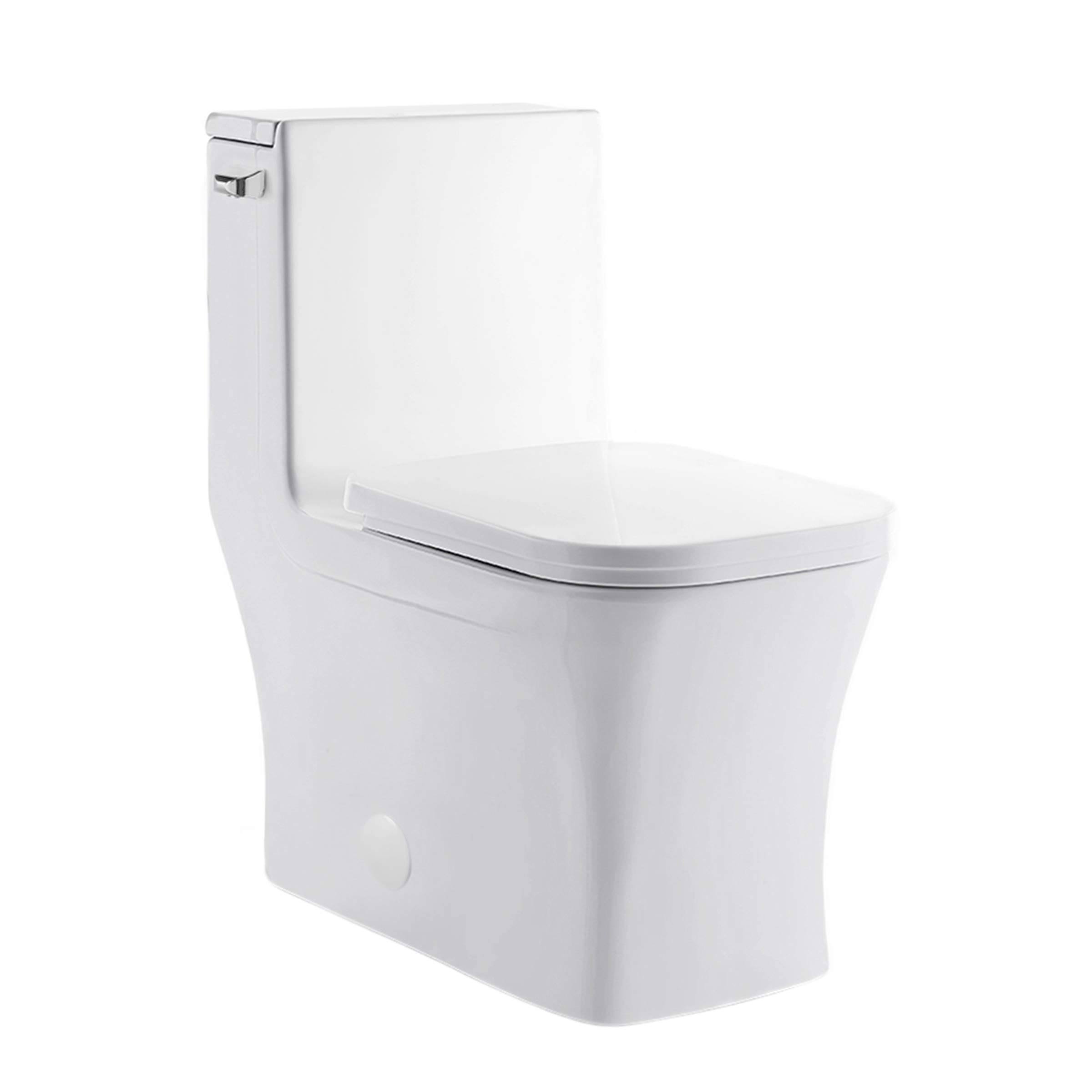 Swiss Madison Concorde One-Piece Square Left Side Flush Handle Toilet 1.28 GPF, White