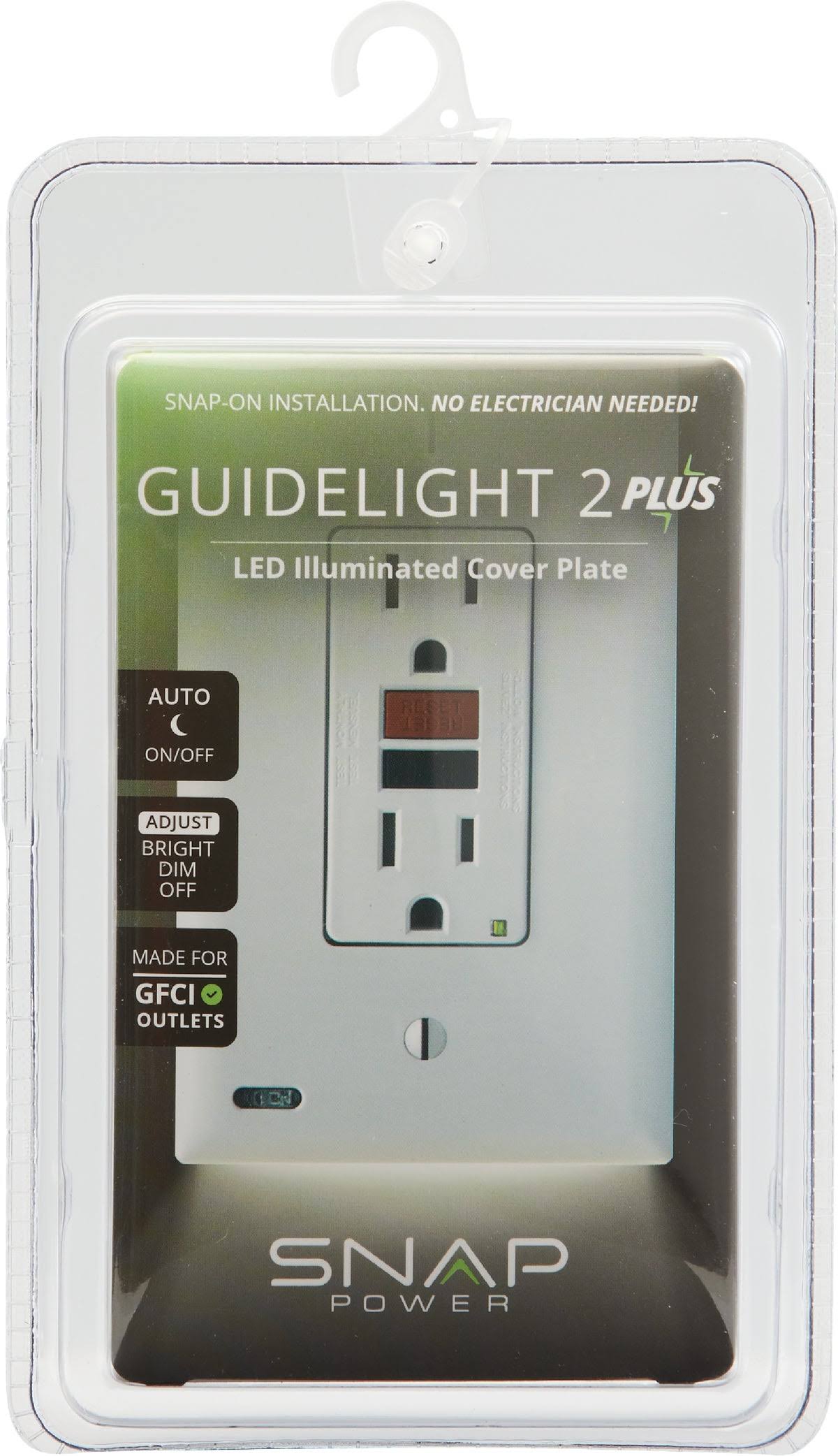 SnapPower GuideLight 2 Plus 1-Gang GFCI Wall Plate, White