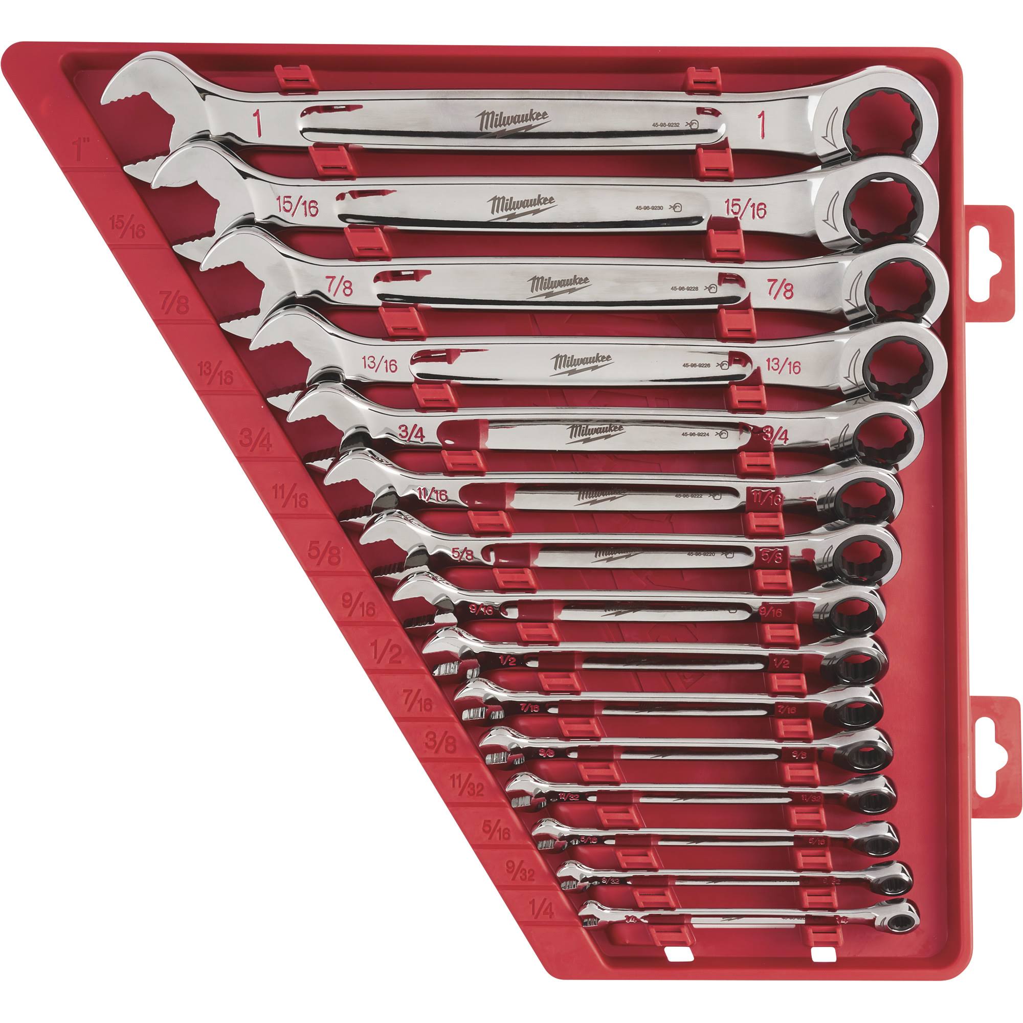 Milwaukee 48-22-9416- 15 Piece Ratcheting Combination Wrench Set SAE